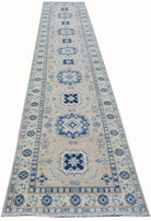 Handmade Afghan Kazakh Hallway Runner | 400 x 75 cm | 13'1" x 2'6" - Najaf Rugs & Textile