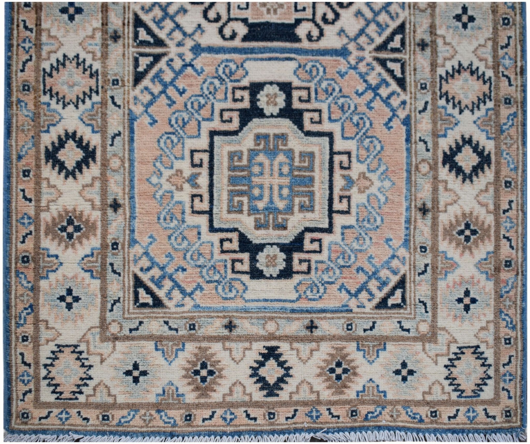 Handmade Afghan Kazakh Hallway Runner | 401 x 83 cm | 13'2" x 2'9" - Najaf Rugs & Textile