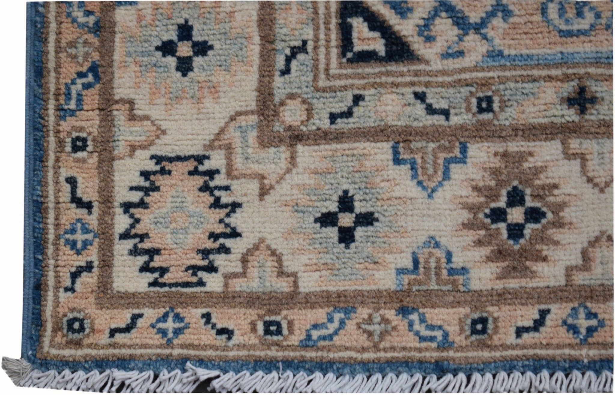 Handmade Afghan Kazakh Hallway Runner | 401 x 83 cm | 13'2" x 2'9" - Najaf Rugs & Textile