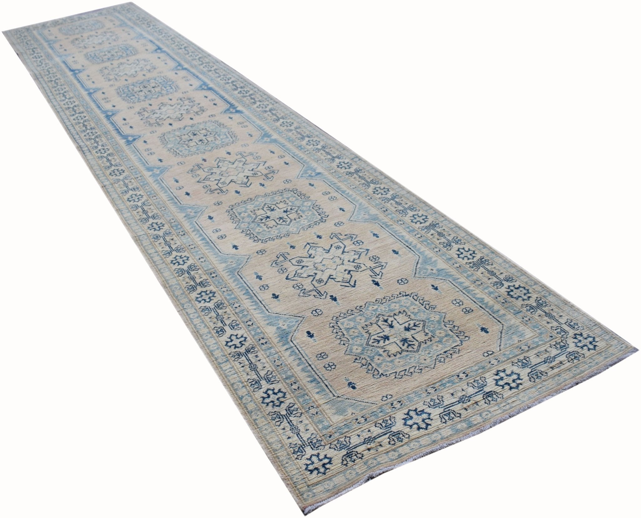 Handmade Afghan Kazakh Hallway Runner | 482 x 101 cm | 15'10" x 3'4" - Najaf Rugs & Textile