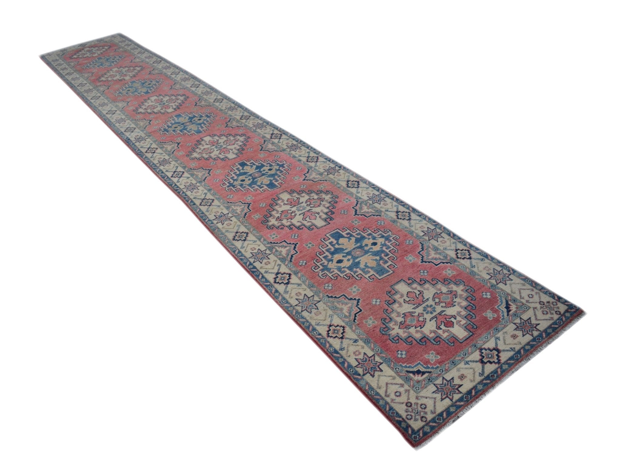 Handmade Afghan Kazakh Hallway Runner | 495 x 83 cm | 16'3" x 2'9" - Najaf Rugs & Textile