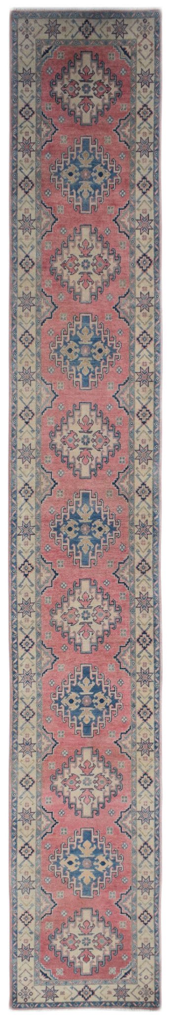 Handmade Afghan Kazakh Hallway Runner | 495 x 83 cm | 16'3" x 2'9" - Najaf Rugs & Textile