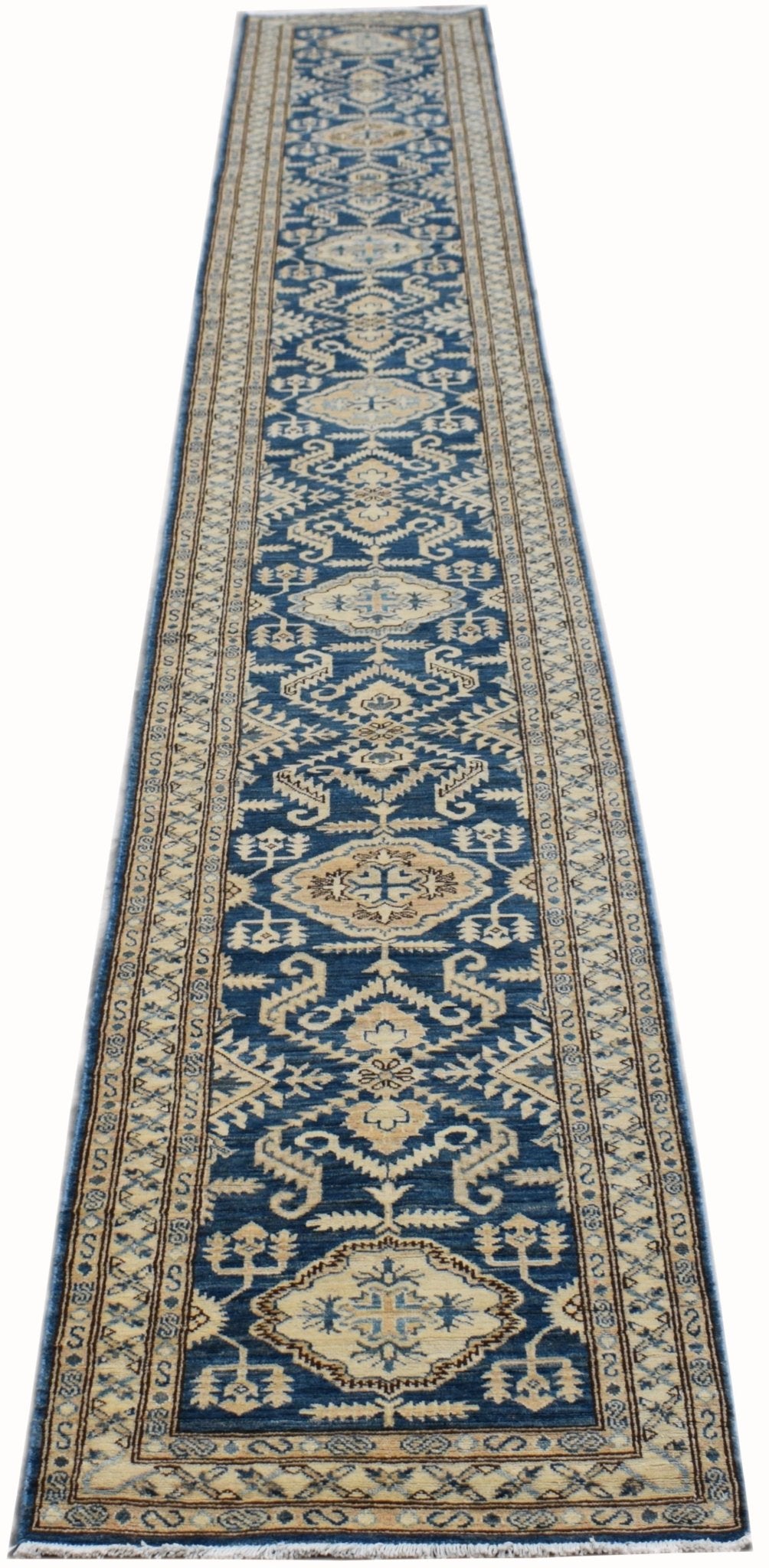 Handmade Afghan Kazakh Hallway Runner | 528 x 73 cm | 17'4" x 2'5" - Najaf Rugs & Textile