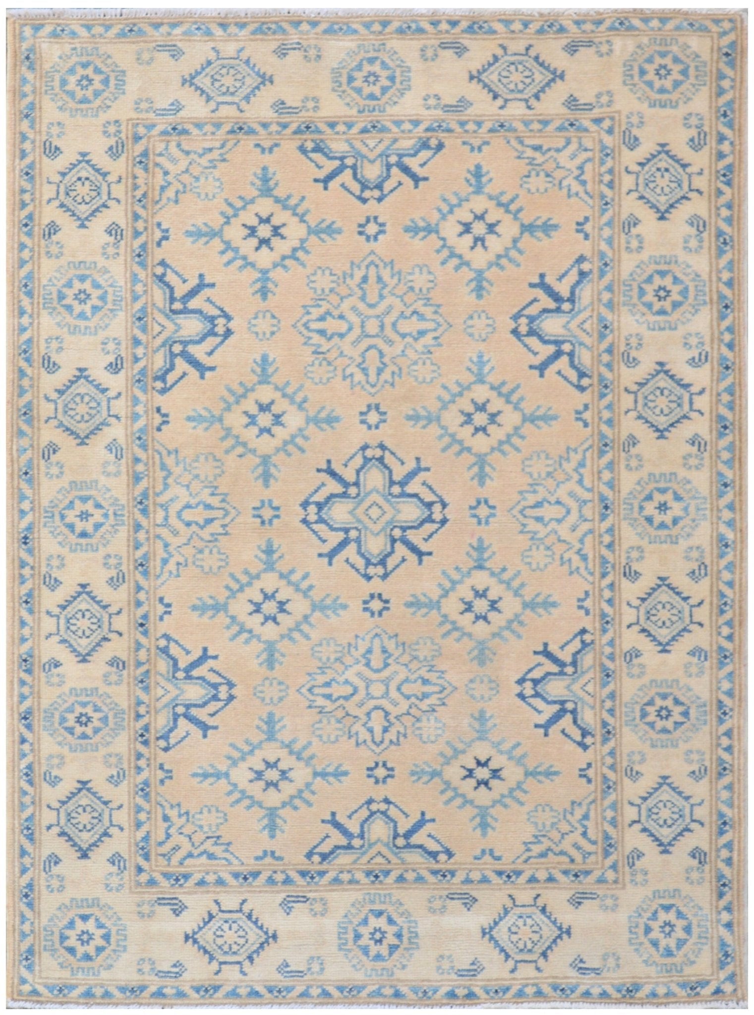 Handmade Afghan Kazakh Rug | 140 x 103 cm | 4'5" x 3'3" - Najaf Rugs & Textile