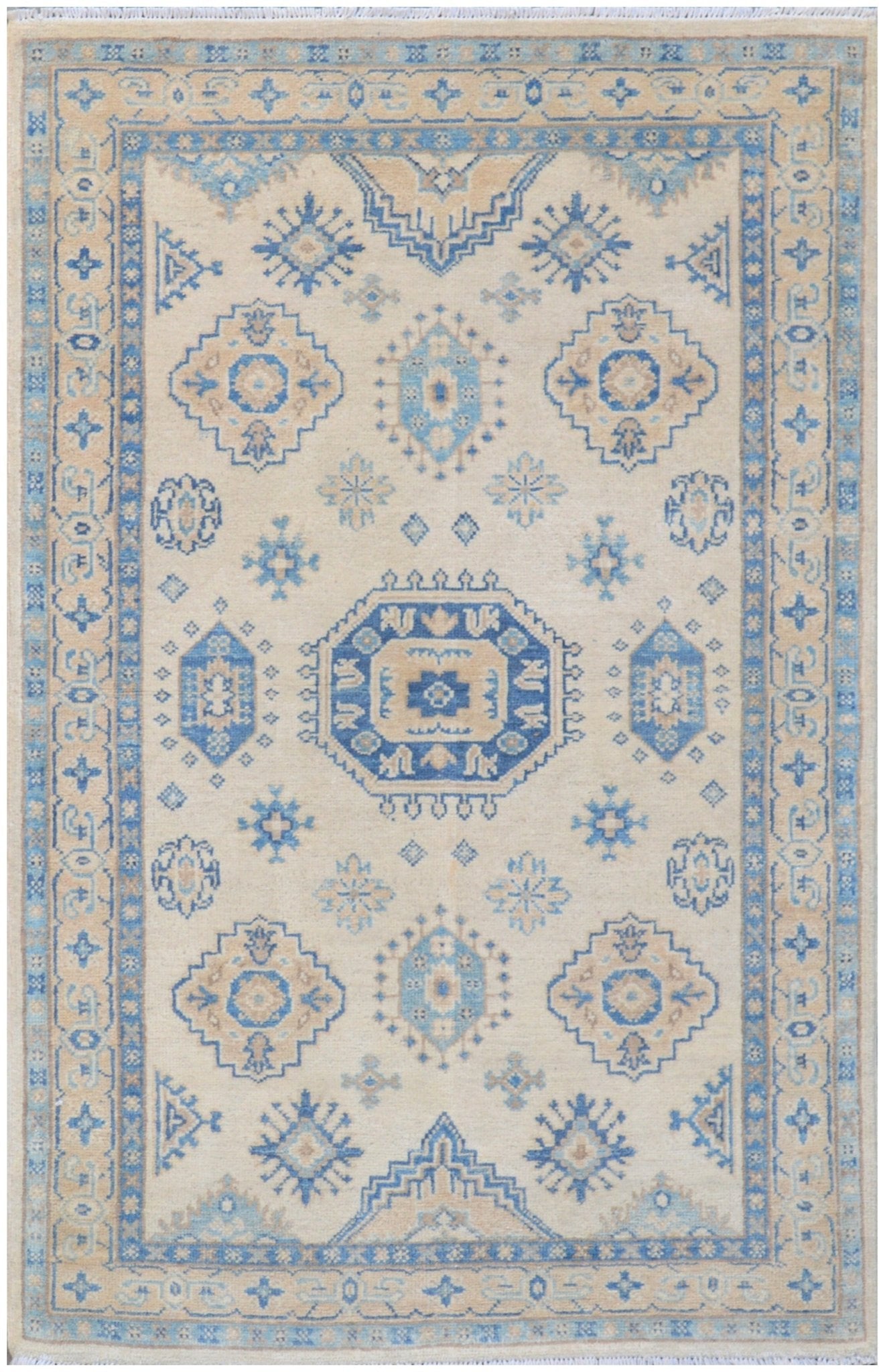 Handmade Afghan Kazakh Rug | 148 x 97 cm | 4'8" x 3'1" - Najaf Rugs & Textile