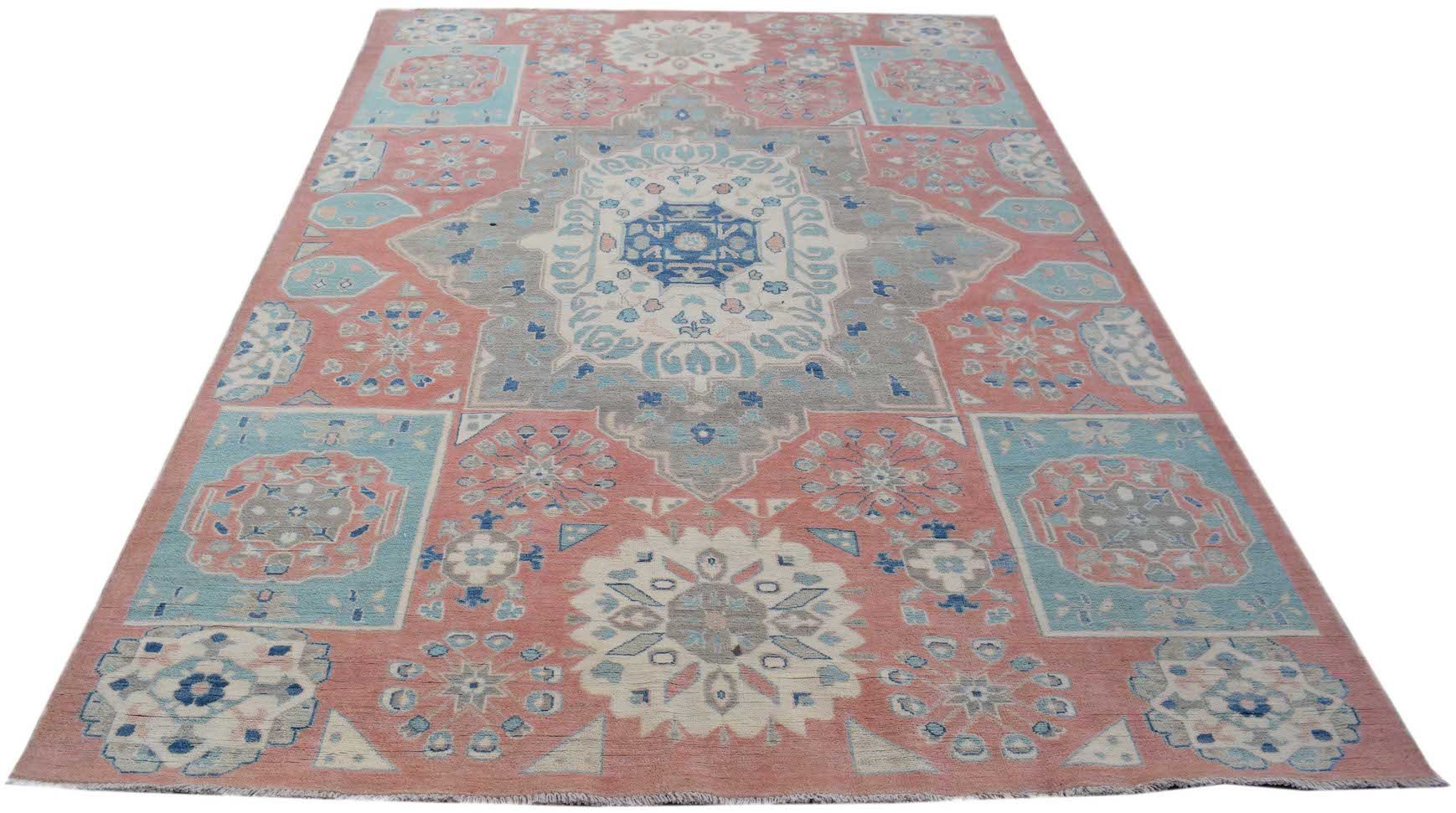 Handmade Afghan Kazakh Rug | 297 x 193 cm | 9'9" x 6'4" - Najaf Rugs & Textile