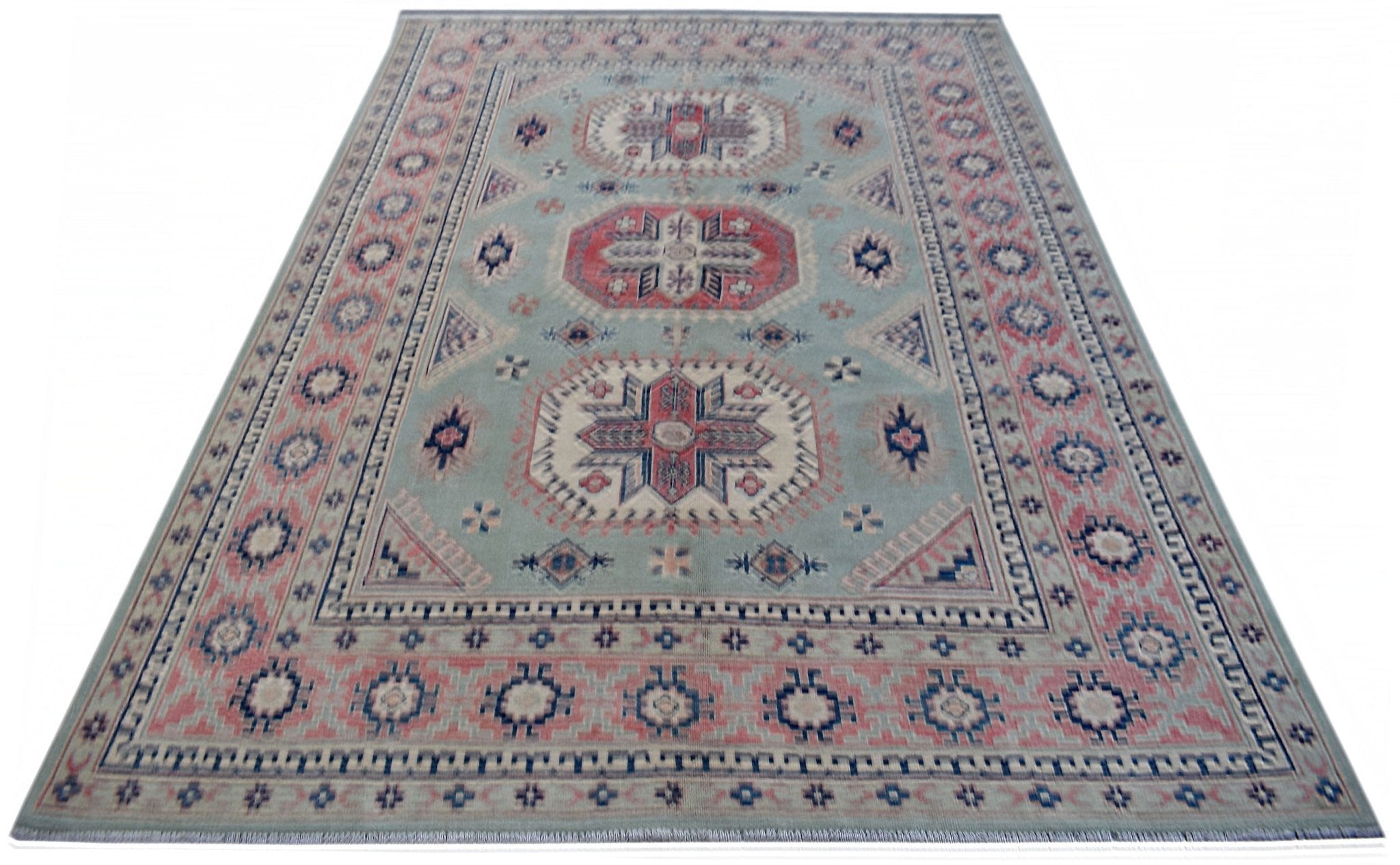 Handmade Afghan Kazakh Rug | 297 x 205 cm | 9'9" x 6'9" - Najaf Rugs & Textile