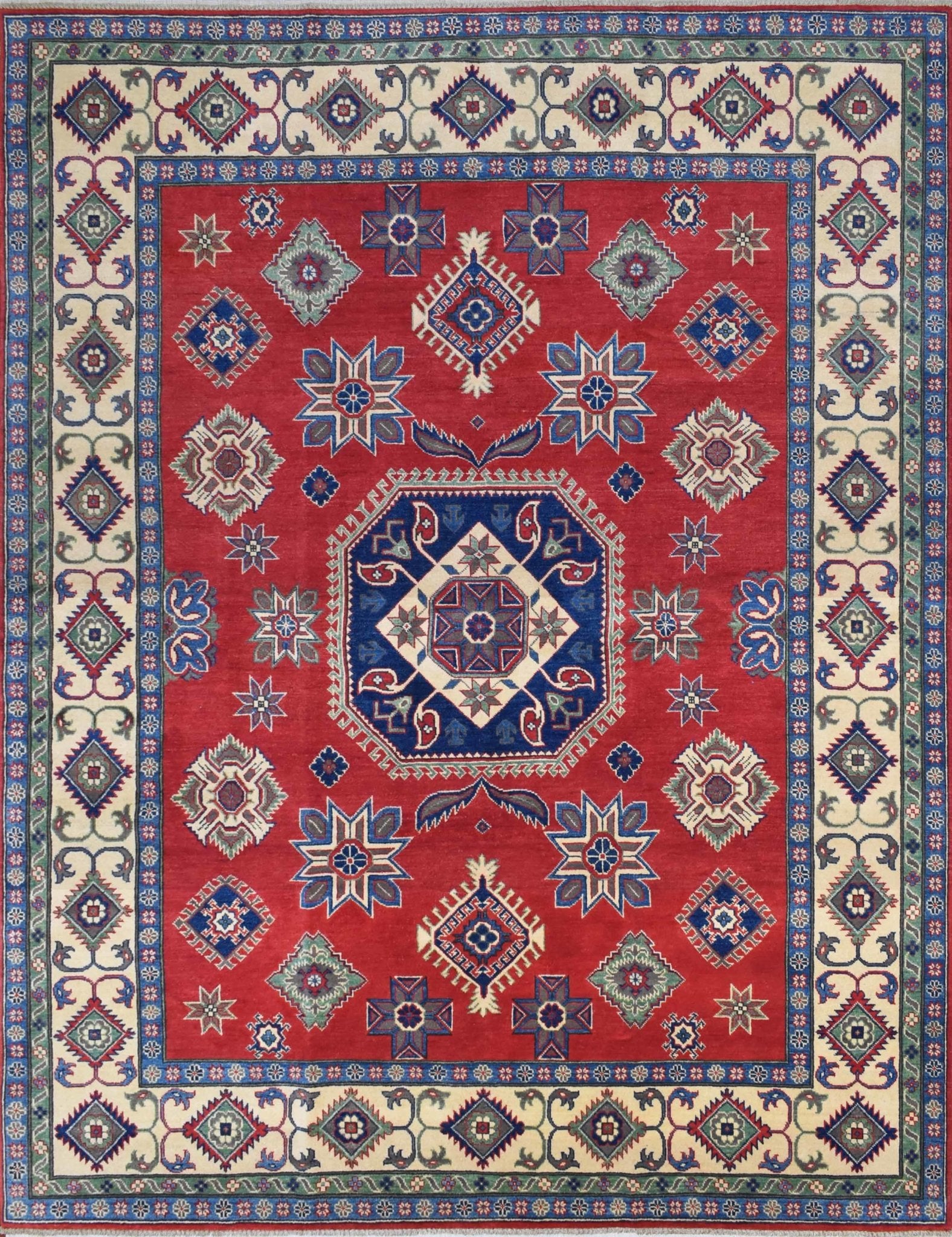 Handmade Afghan Kazakh Rug | 303 x 247 cm | 9'9" x 8'10" - Najaf Rugs & Textile