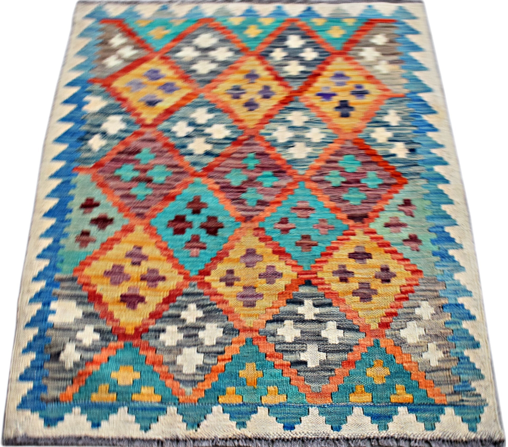 Handmade Afghan Maimana Kilim | 106 x 82 cm | 3'6" x 2'9" - Najaf Rugs & Textile