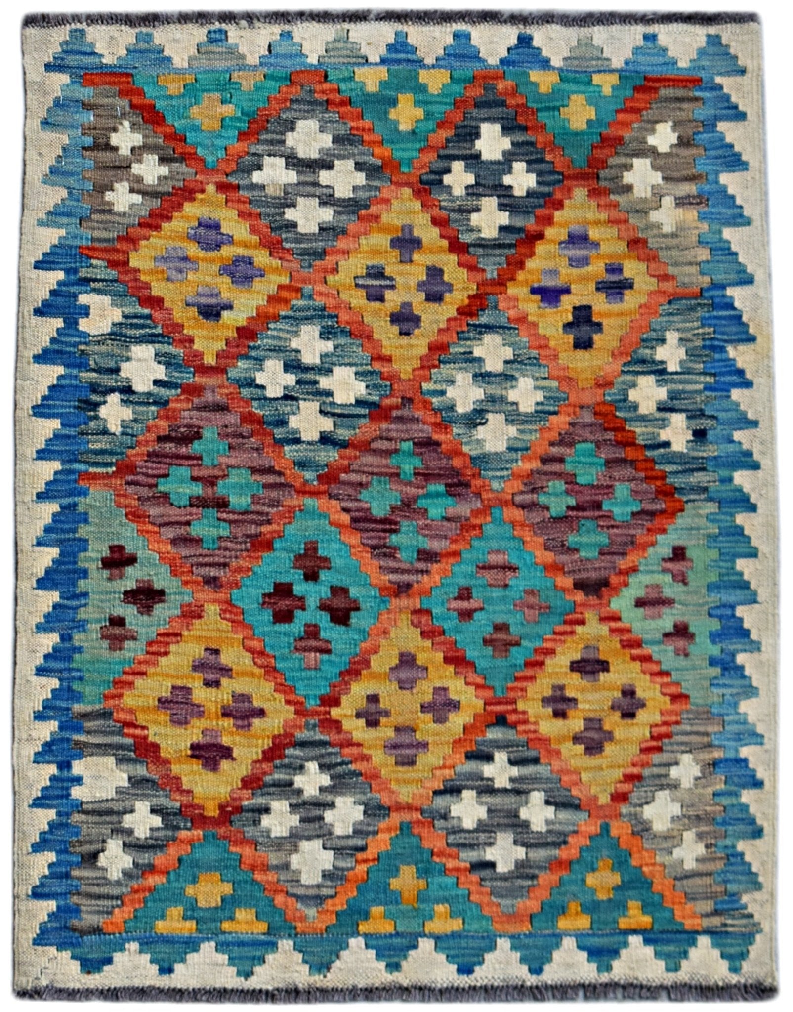 Handmade Afghan Maimana Kilim | 106 x 82 cm | 3'6" x 2'9" - Najaf Rugs & Textile