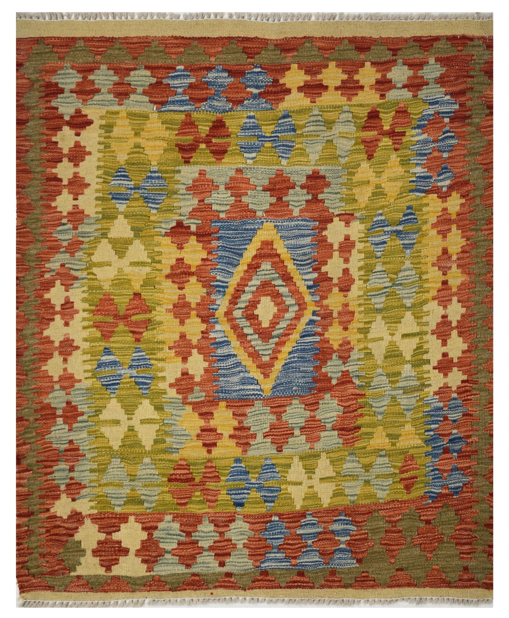 Handmade Afghan Maimana Kilim | 110 x 98 cm | 3'6" x 3'2" - Najaf Rugs & Textile