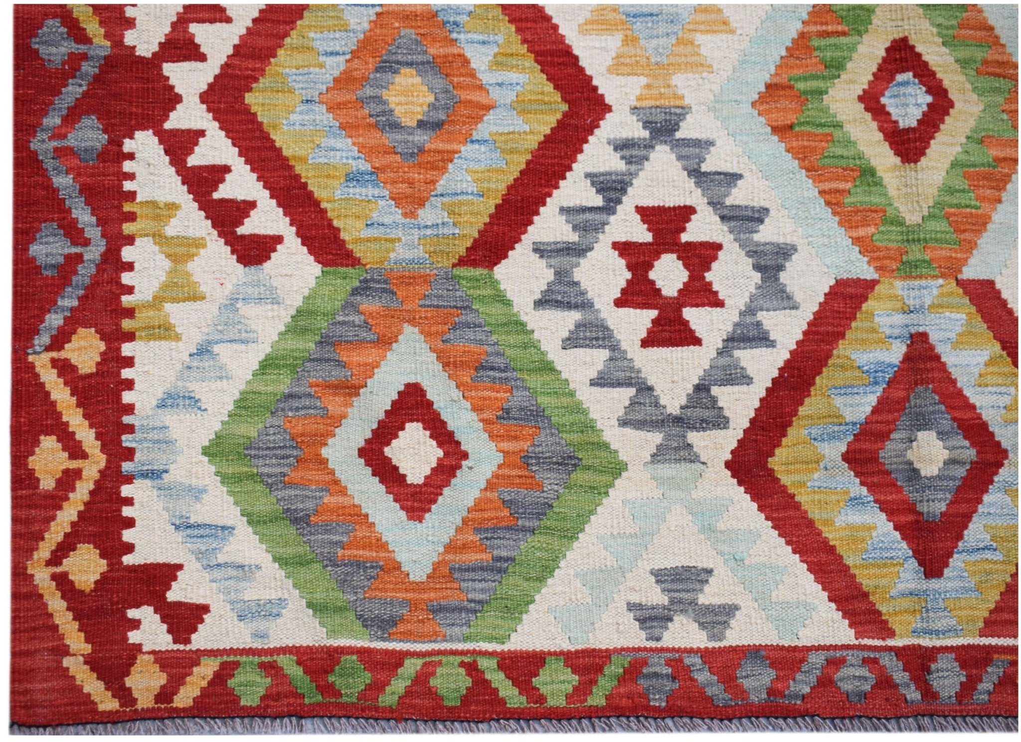 Handmade Afghan Maimana Kilim | 188 x 164 cm | 6'2" x 5'5" - Najaf Rugs & Textile