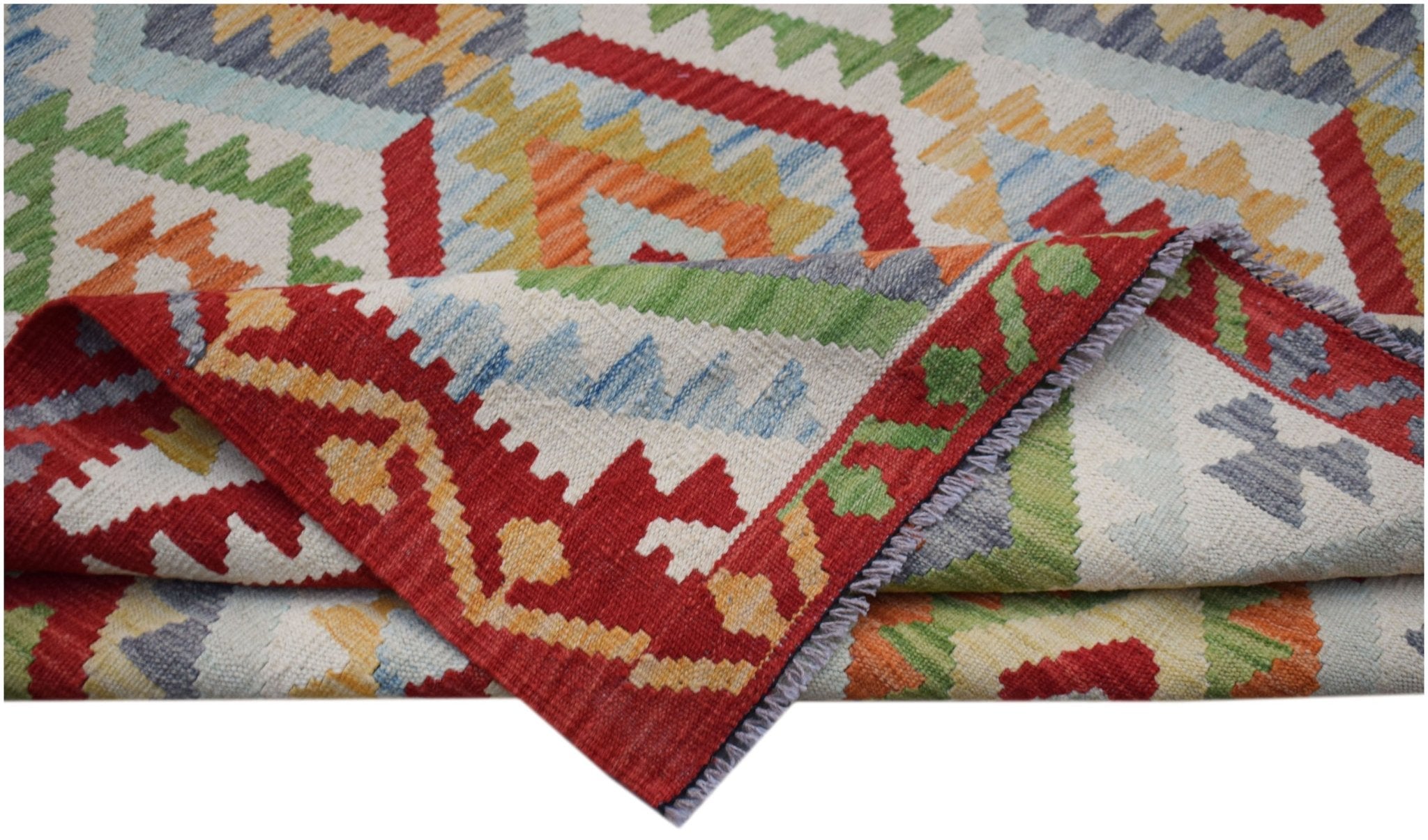 Handmade Afghan Maimana Kilim | 188 x 164 cm | 6'2" x 5'5" - Najaf Rugs & Textile