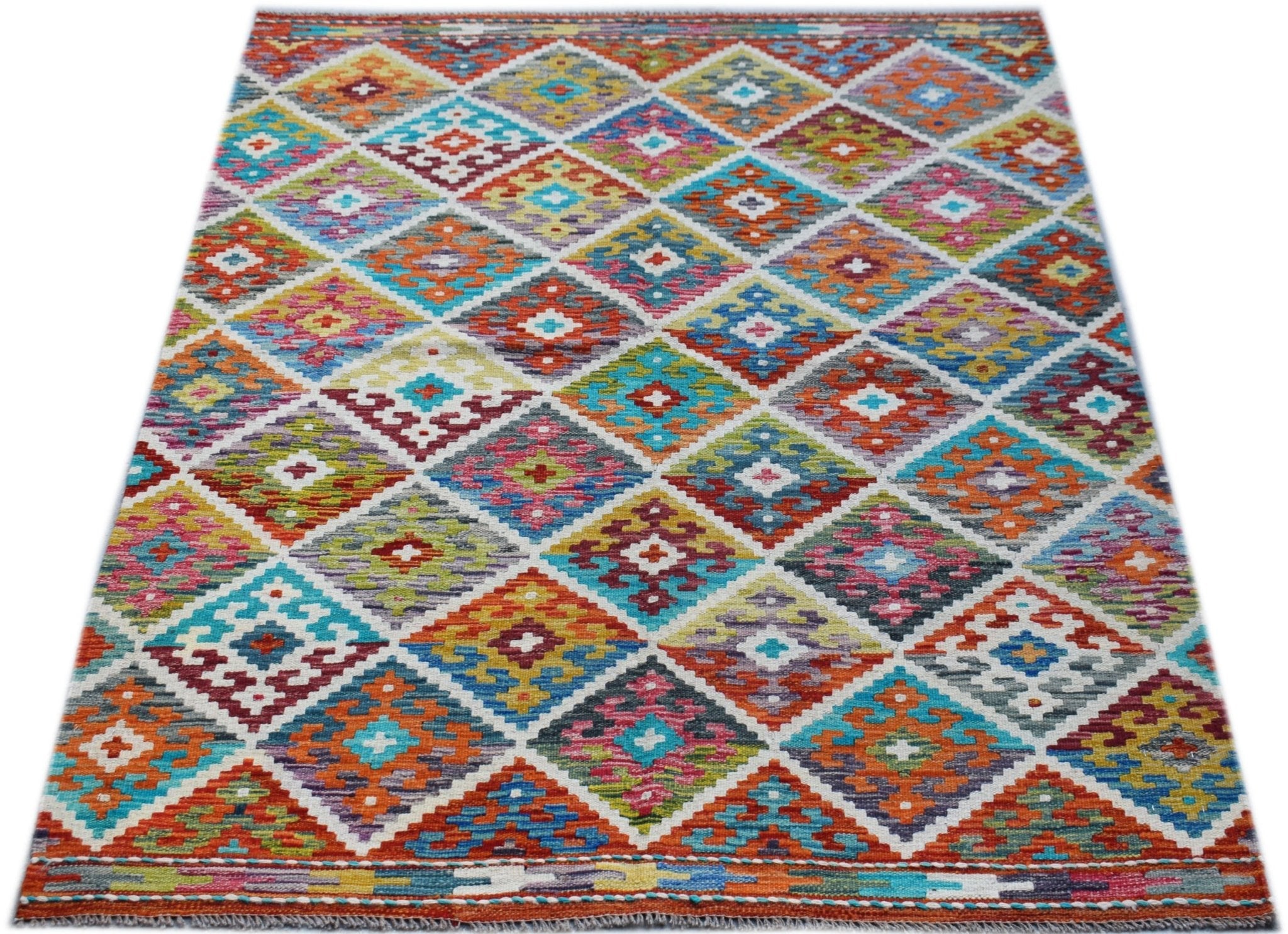 Handmade Afghan Maimana Kilim | 192 x 152 cm | 6'4" x 5' - Najaf Rugs & Textile