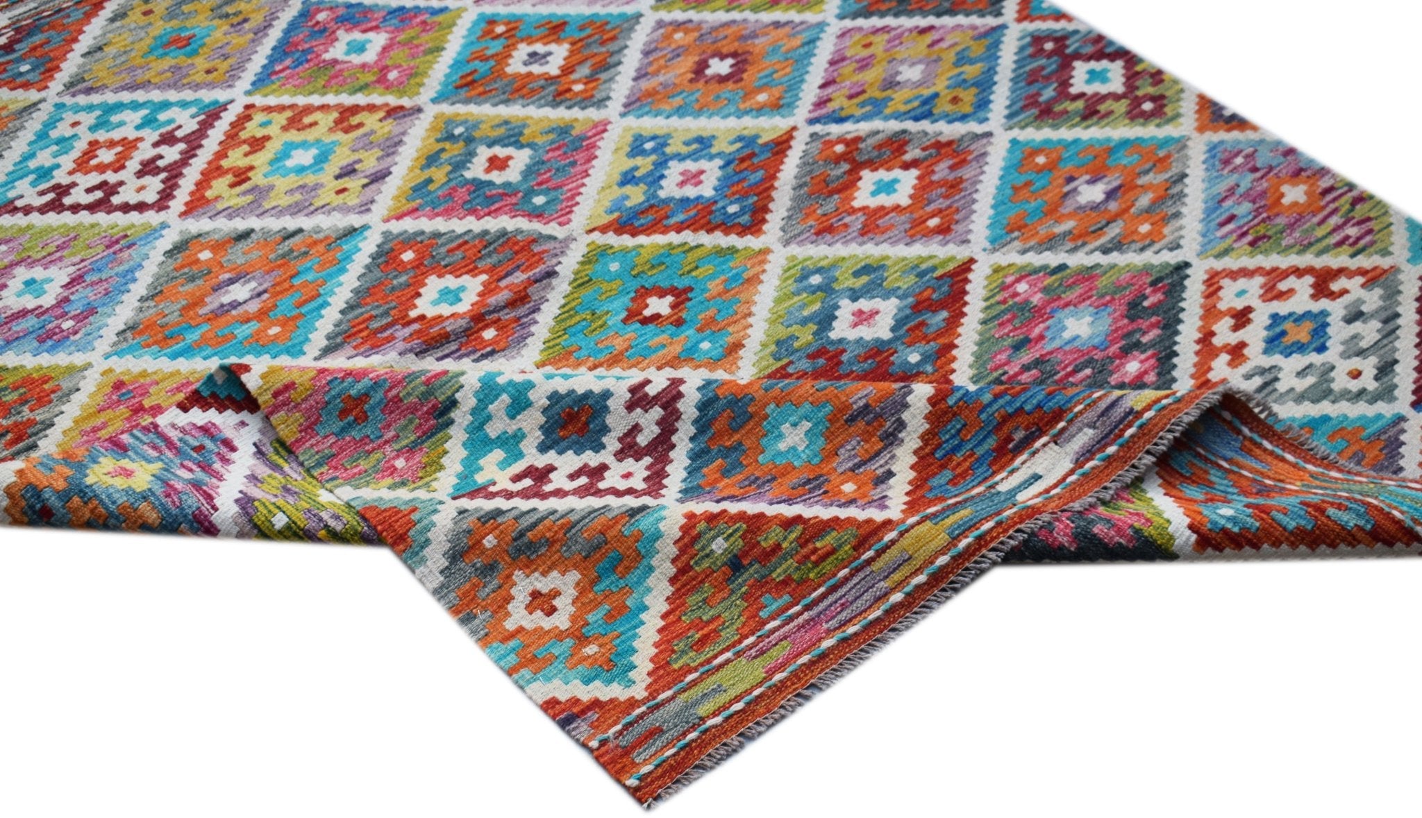 Handmade Afghan Maimana Kilim | 192 x 152 cm | 6'4" x 5' - Najaf Rugs & Textile