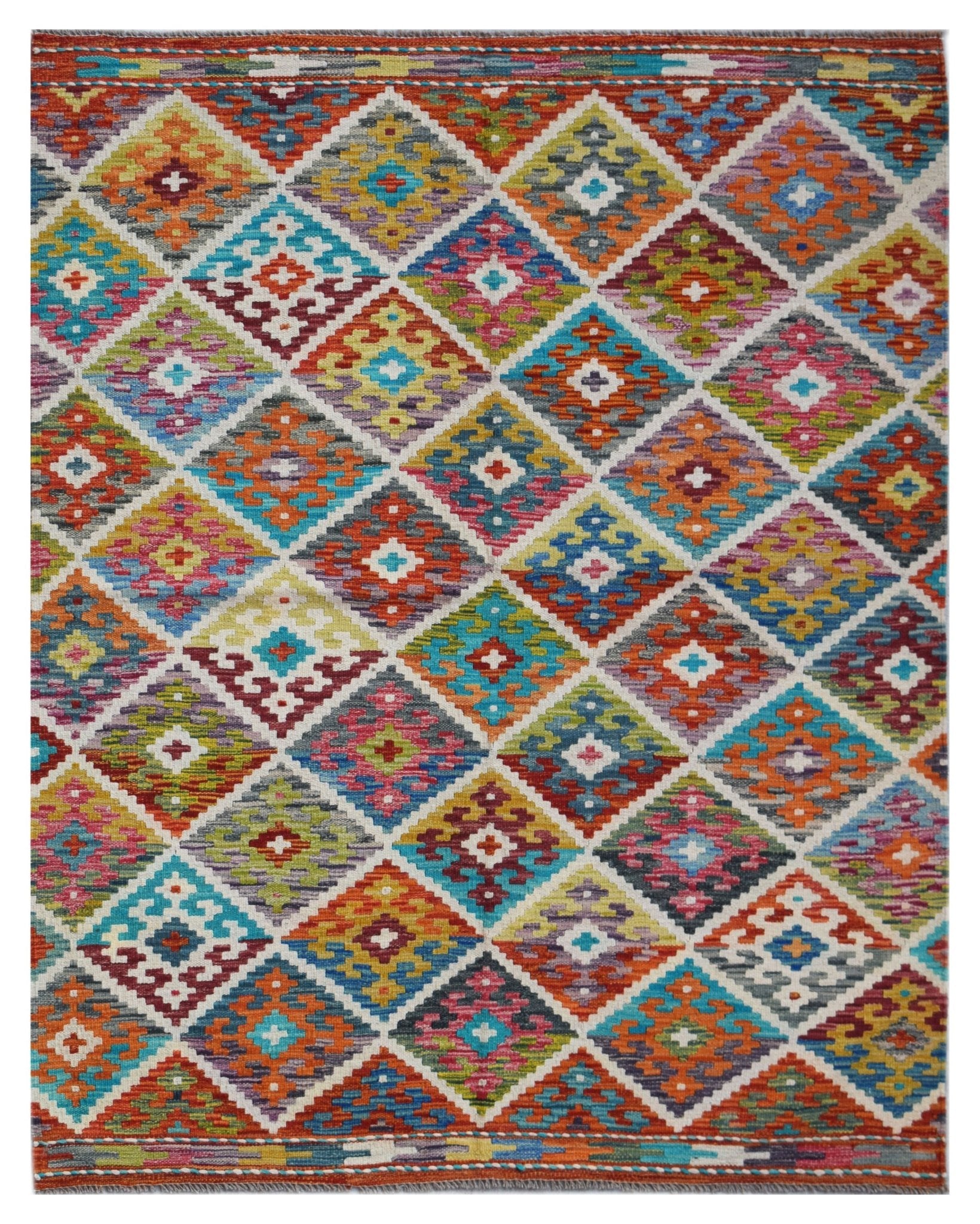 Handmade Afghan Maimana Kilim | 192 x 152 cm | 6'4" x 5' - Najaf Rugs & Textile