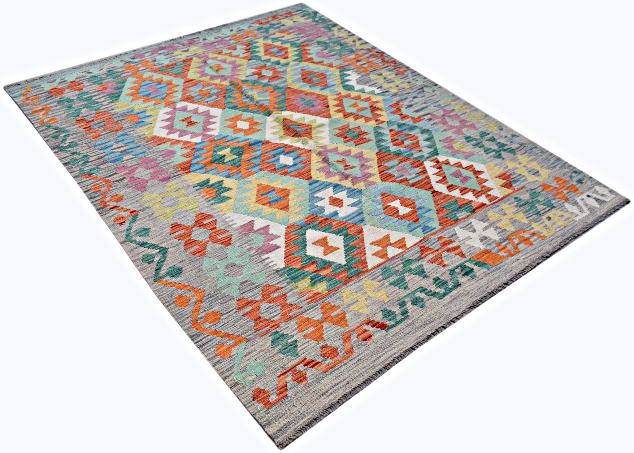 Handmade Afghan Maimana Kilim | 194 x 152 cm | 6'5" x 5' - Najaf Rugs & Textile