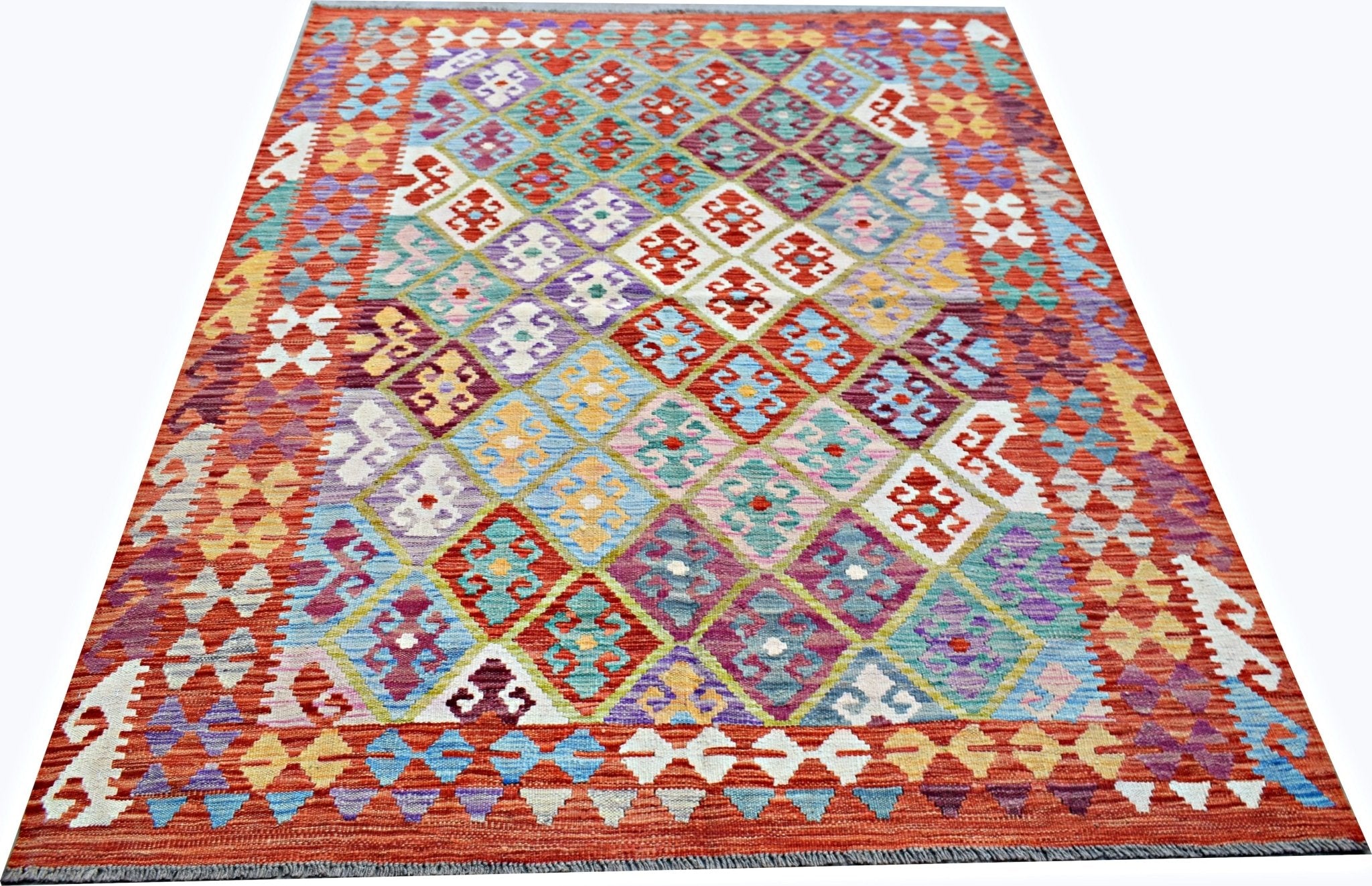 Handmade Afghan Maimana Kilim | 194 x 155 cm | 6'5" x 5'1" - Najaf Rugs & Textile