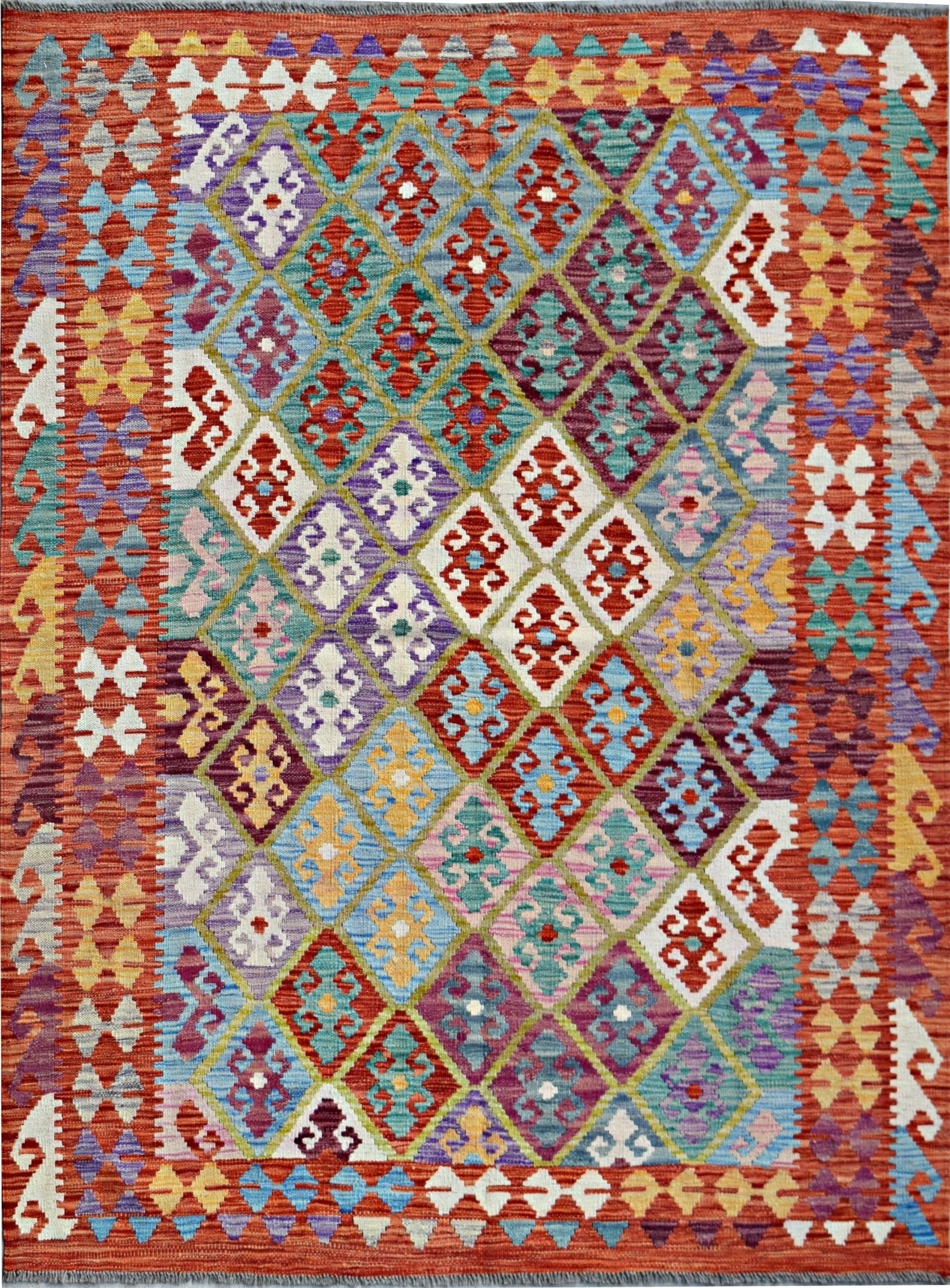 Handmade Afghan Maimana Kilim | 194 x 155 cm | 6'5" x 5'1" - Najaf Rugs & Textile