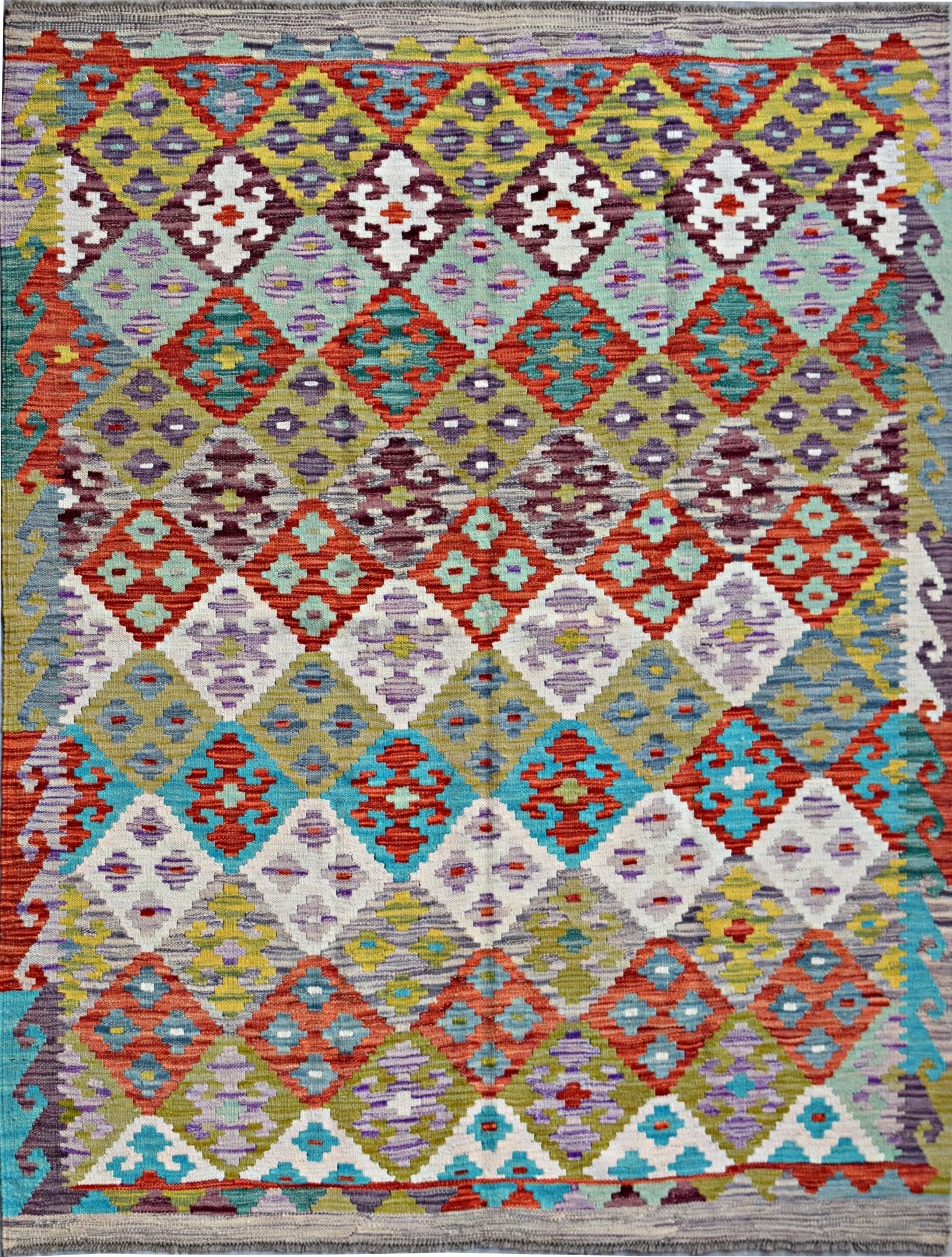 Handmade Afghan Maimana Kilim | 195 x 159 cm | 6'5" x 5'3" - Najaf Rugs & Textile