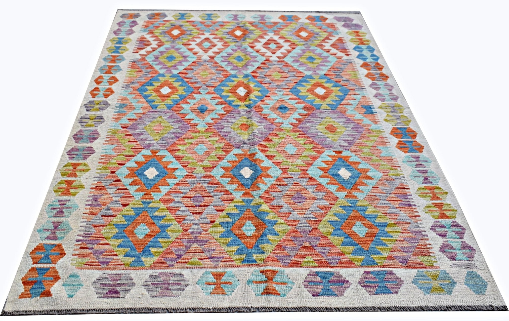 Handmade Afghan Maimana Kilim | 198 x 152 cm | 6'6" x 5' - Najaf Rugs & Textile