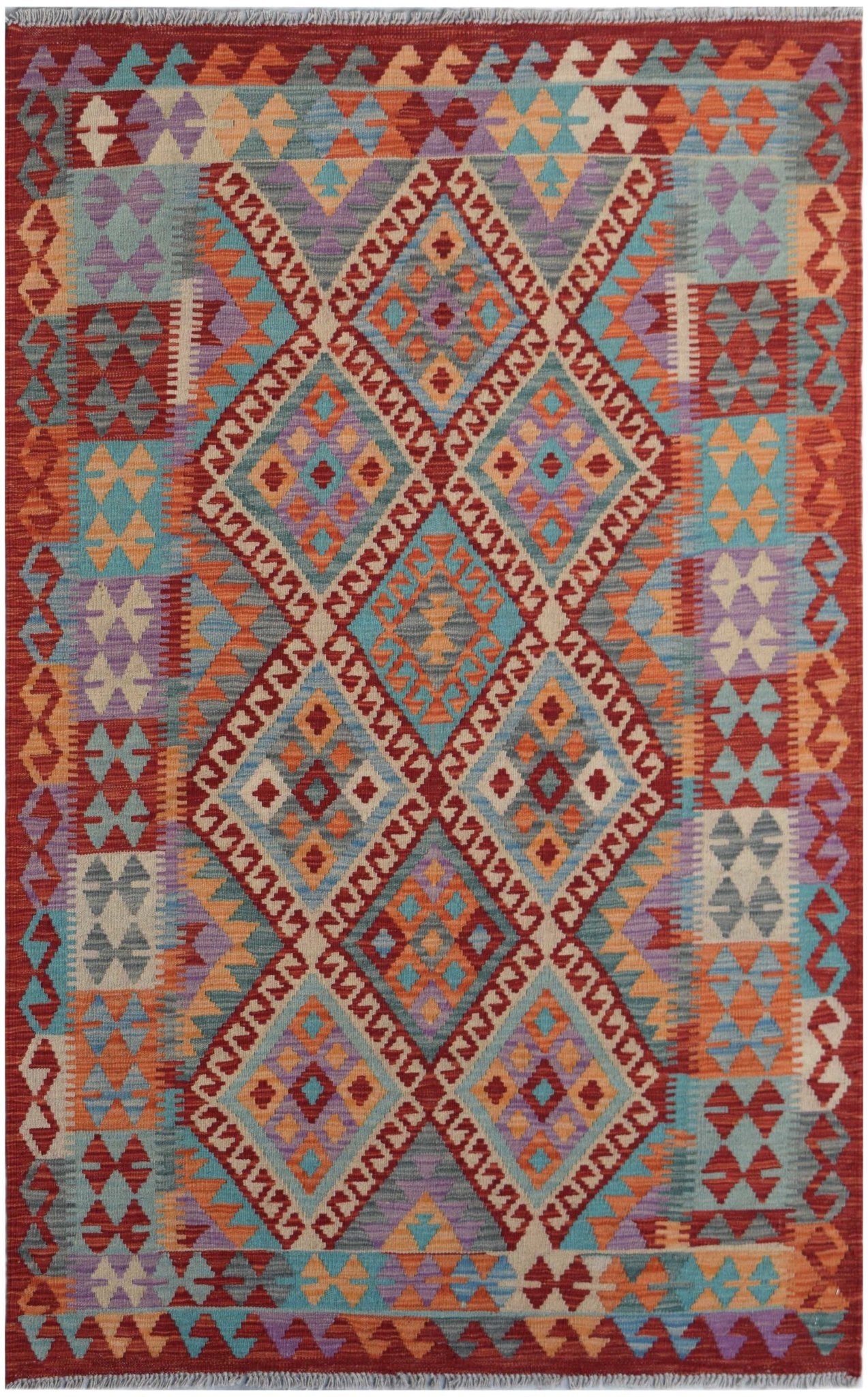 Handmade Afghan Maimana Kilim | 199 x 125 cm | 6'7" x 4'2" - Najaf Rugs & Textile