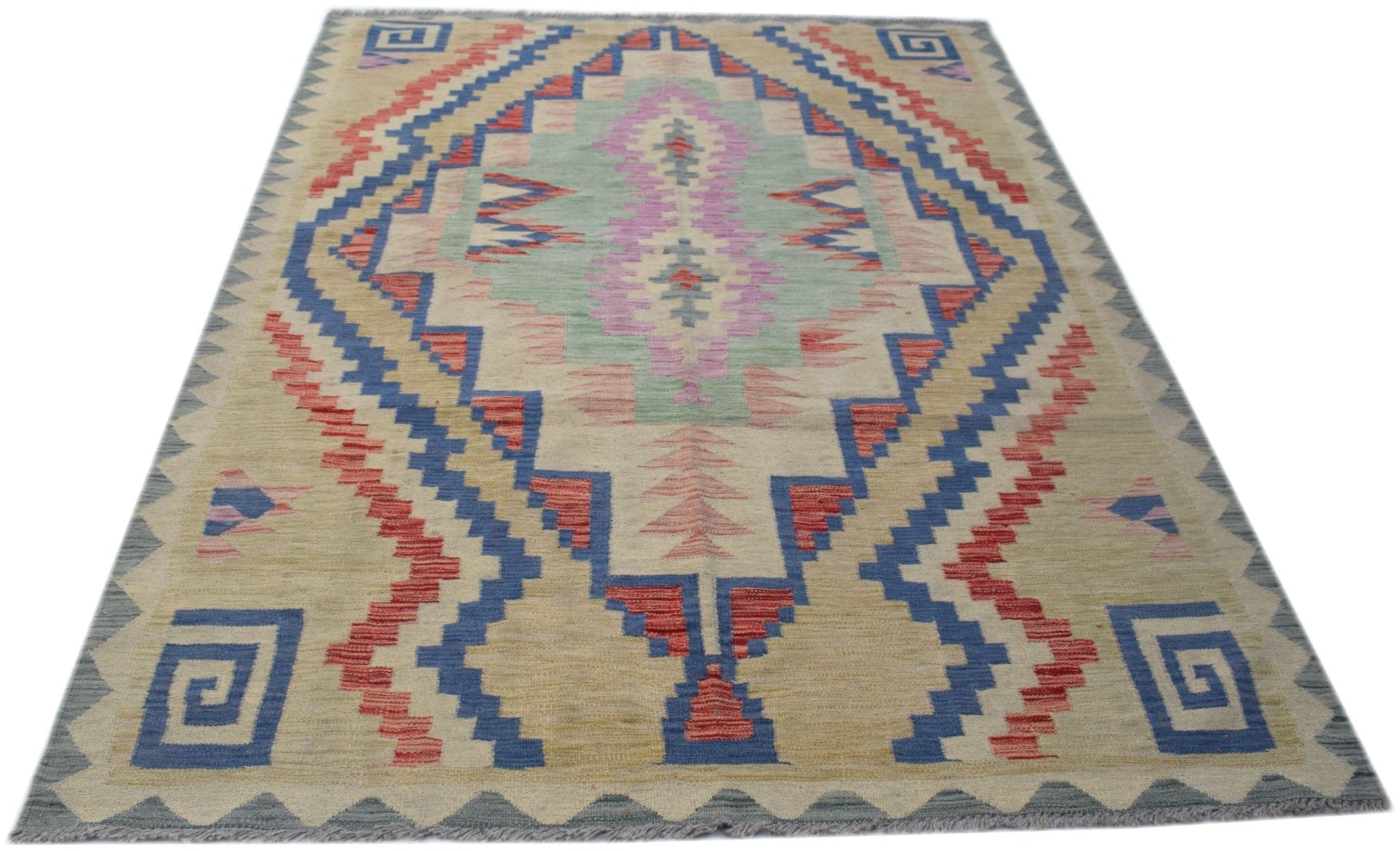 Handmade Afghan Maimana Kilim | 222 x 166 cm | 6'4" x 5'6" - Najaf Rugs & Textile