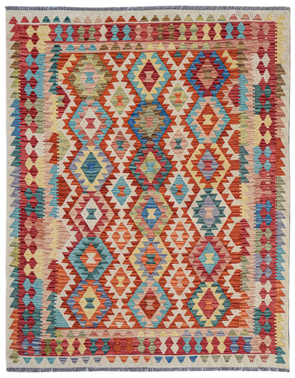 Handmade Afghan Maimana Kilim | 222 x 176 cm | 7'3" x 5'9" - Najaf Rugs & Textile