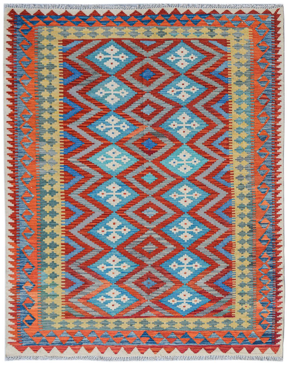 Handmade Afghan Maimana Kilim | 227 x 180 cm | 7'5" x 5'11" - Najaf Rugs & Textile