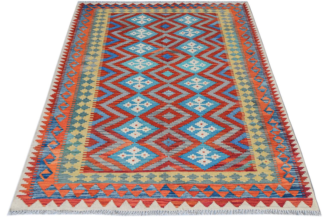 Handmade Afghan Maimana Kilim | 227 x 180 cm | 7'5" x 5'11" - Najaf Rugs & Textile