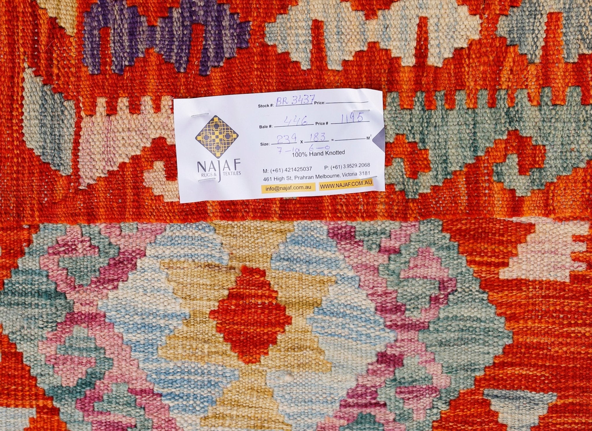 Handmade Afghan Maimana Kilim | 239 x 183 cm | 7'10" x 6' - Najaf Rugs & Textile