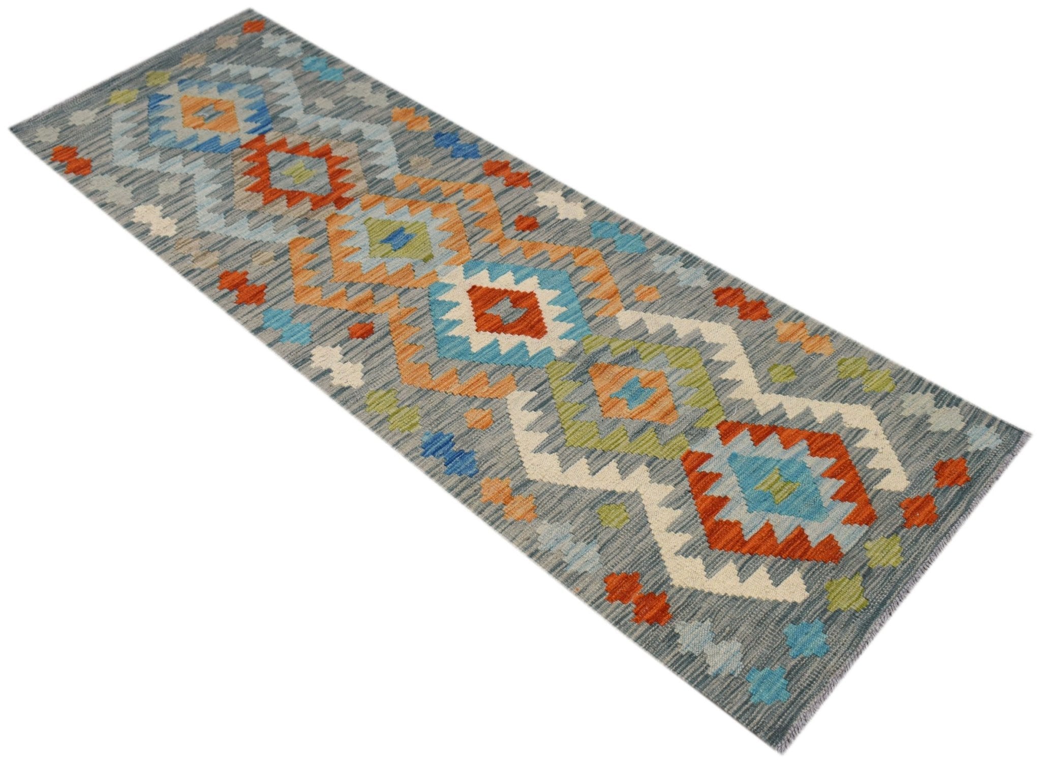 Handmade Afghan Maimana Kilim Hallway Runner | 181 x 60 cm | 5'11" x 2' - Najaf Rugs & Textile