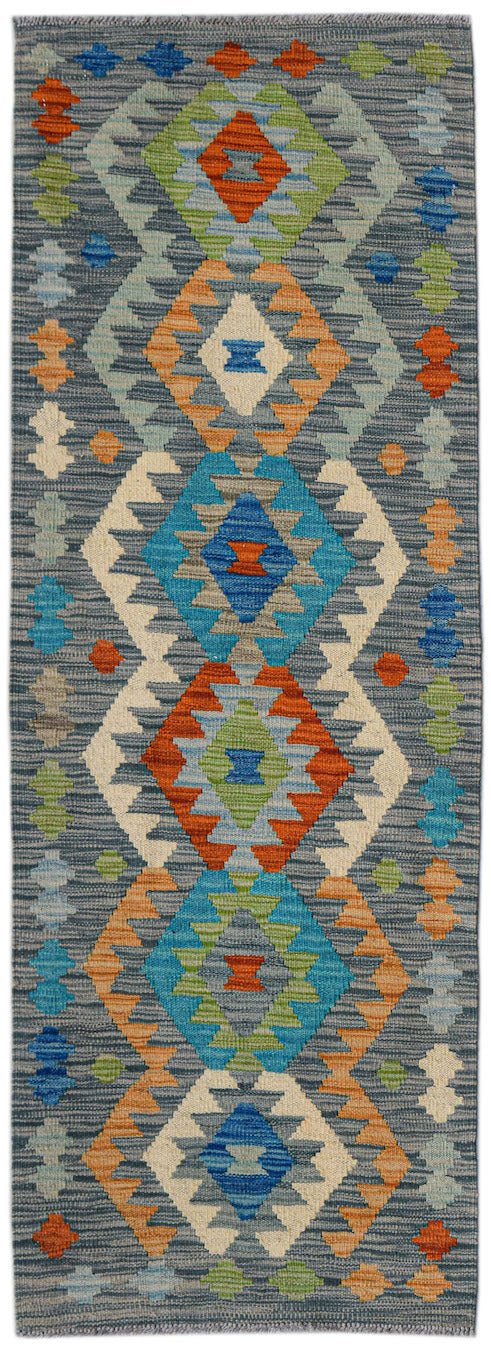 Handmade Afghan Maimana Kilim Hallway Runner | 184 x 61 cm | 6'1" x 2' - Najaf Rugs & Textile