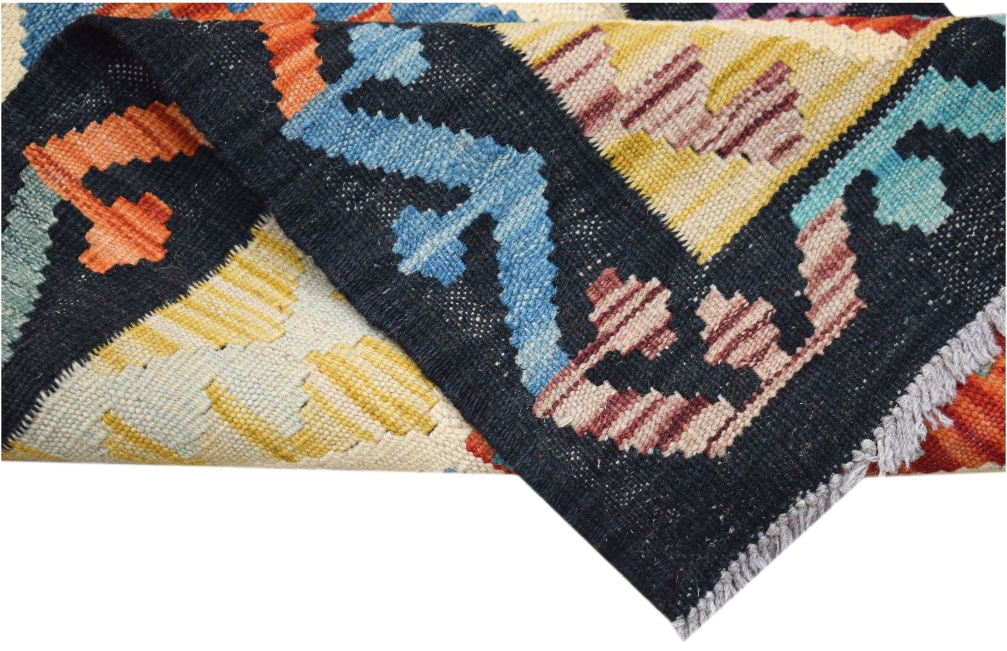 Handmade Afghan Maimana Kilim Hallway Runner | 193 x 59 cm | 6'4" x 1'11" - Najaf Rugs & Textile