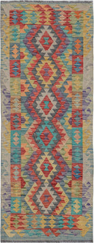 Handmade Afghan Maimana Kilim Hallway Runner | 195 x 79 cm | 6'5" x 2'7" - Najaf Rugs & Textile