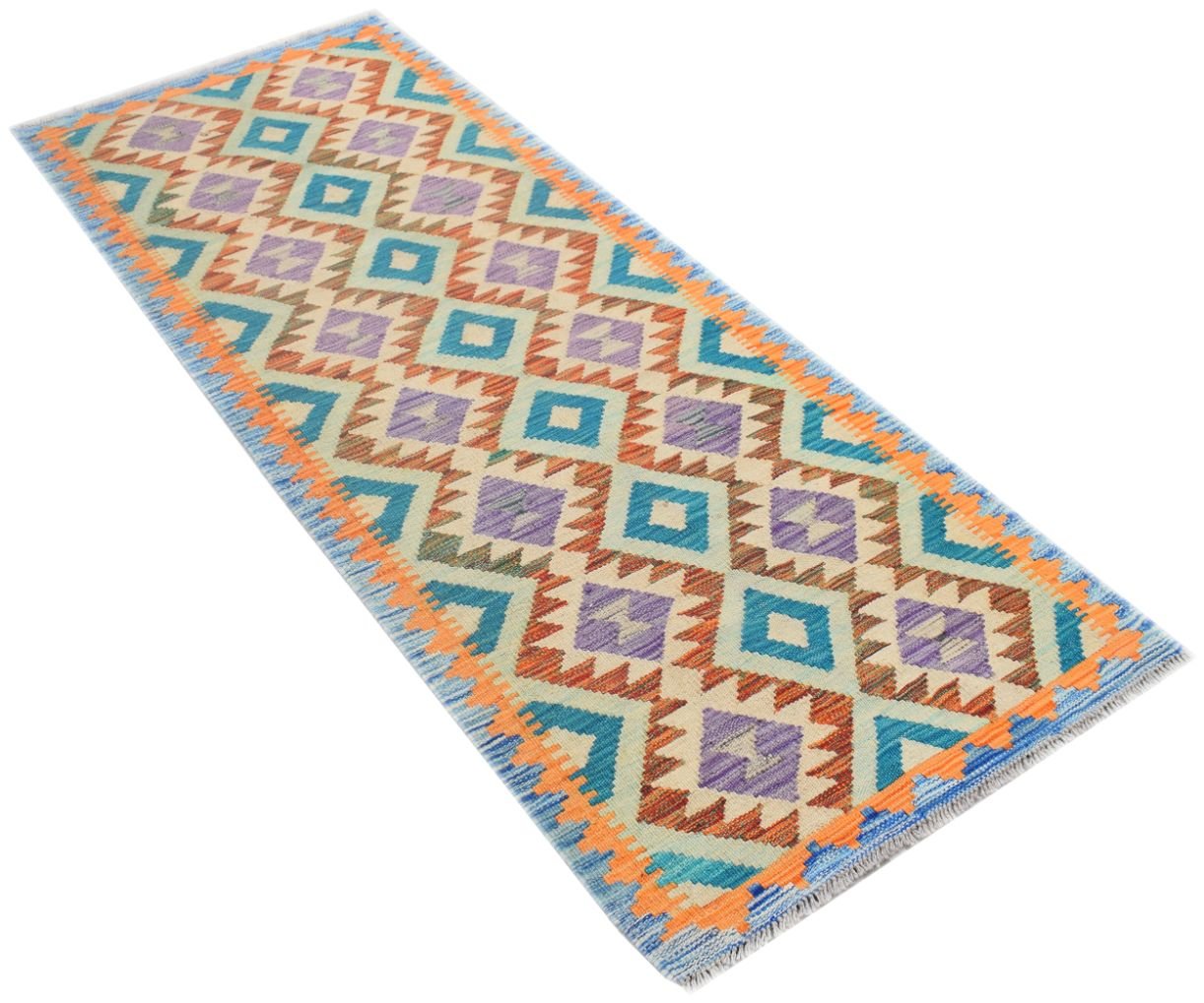 Handmade Afghan Maimana Kilim Hallway Runner | 196 x 77 cm | 6'5" x 2'6" - Najaf Rugs & Textile