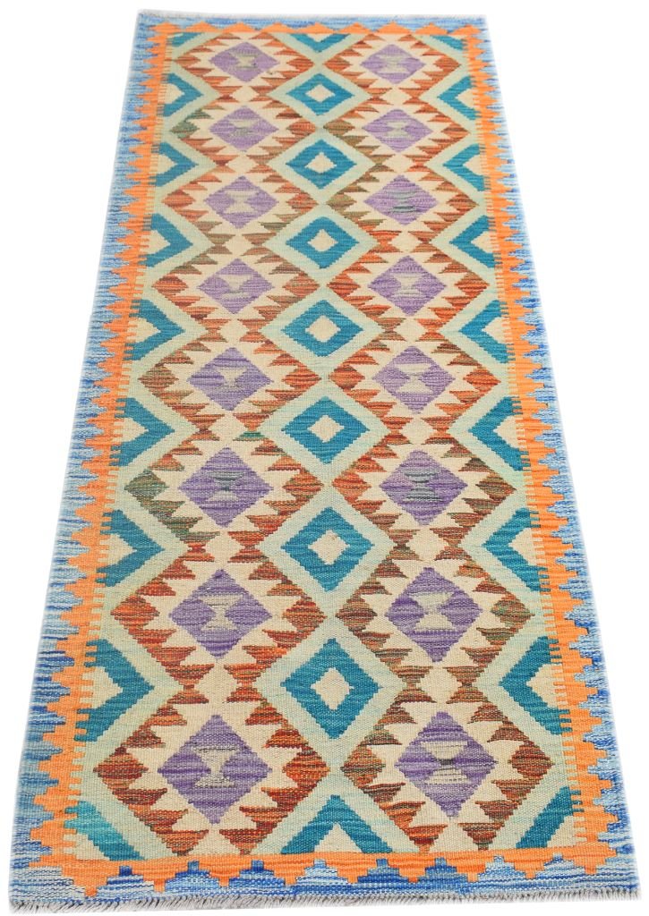 Handmade Afghan Maimana Kilim Hallway Runner | 196 x 77 cm | 6'5" x 2'6" - Najaf Rugs & Textile