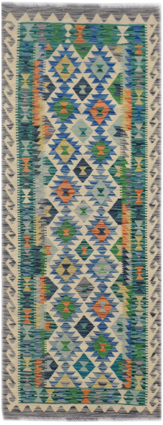 Handmade Afghan Maimana Kilim Hallway Runner | 198 x 79 cm | 6'4" x 2'6" - Najaf Rugs & Textile