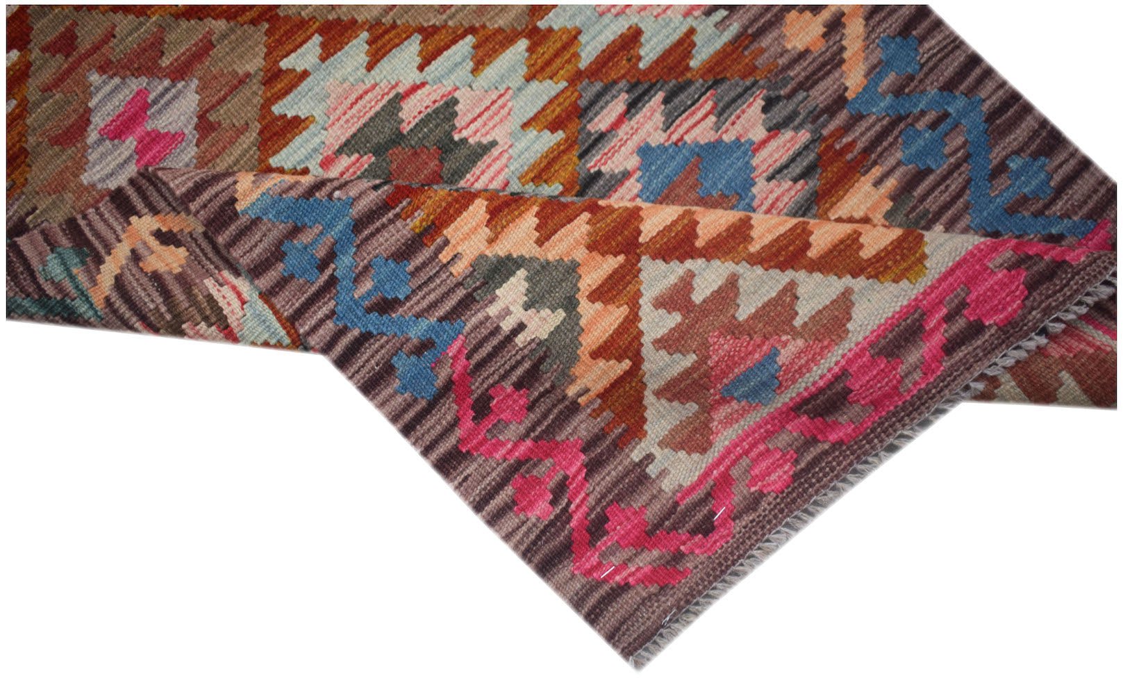 Handmade Afghan Maimana Kilim Hallway Runner | 199 x 68 cm | 6'6" x 2'3" - Najaf Rugs & Textile