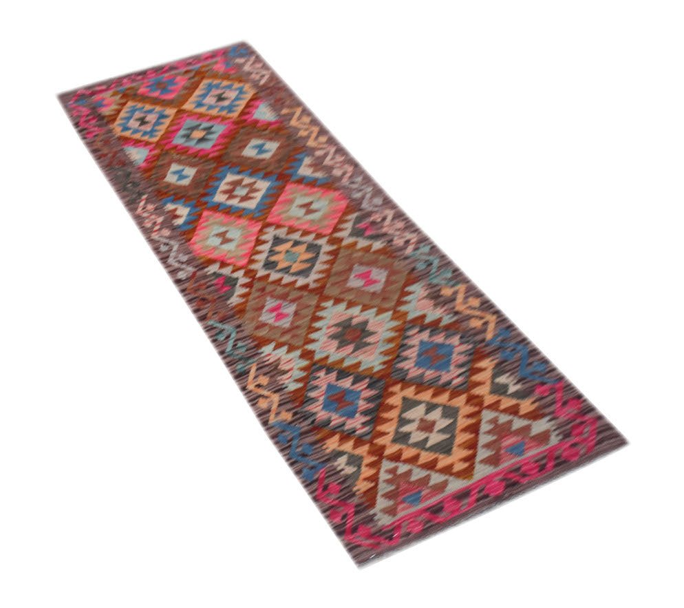 Handmade Afghan Maimana Kilim Hallway Runner | 199 x 68 cm | 6'6" x 2'3" - Najaf Rugs & Textile