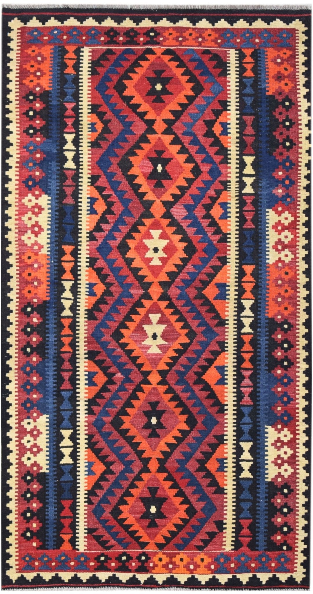 Handmade Afghan Maimana Kilim Hallway Runner | 202 x 107 cm | 6'8" x 3'6" - Najaf Rugs & Textile