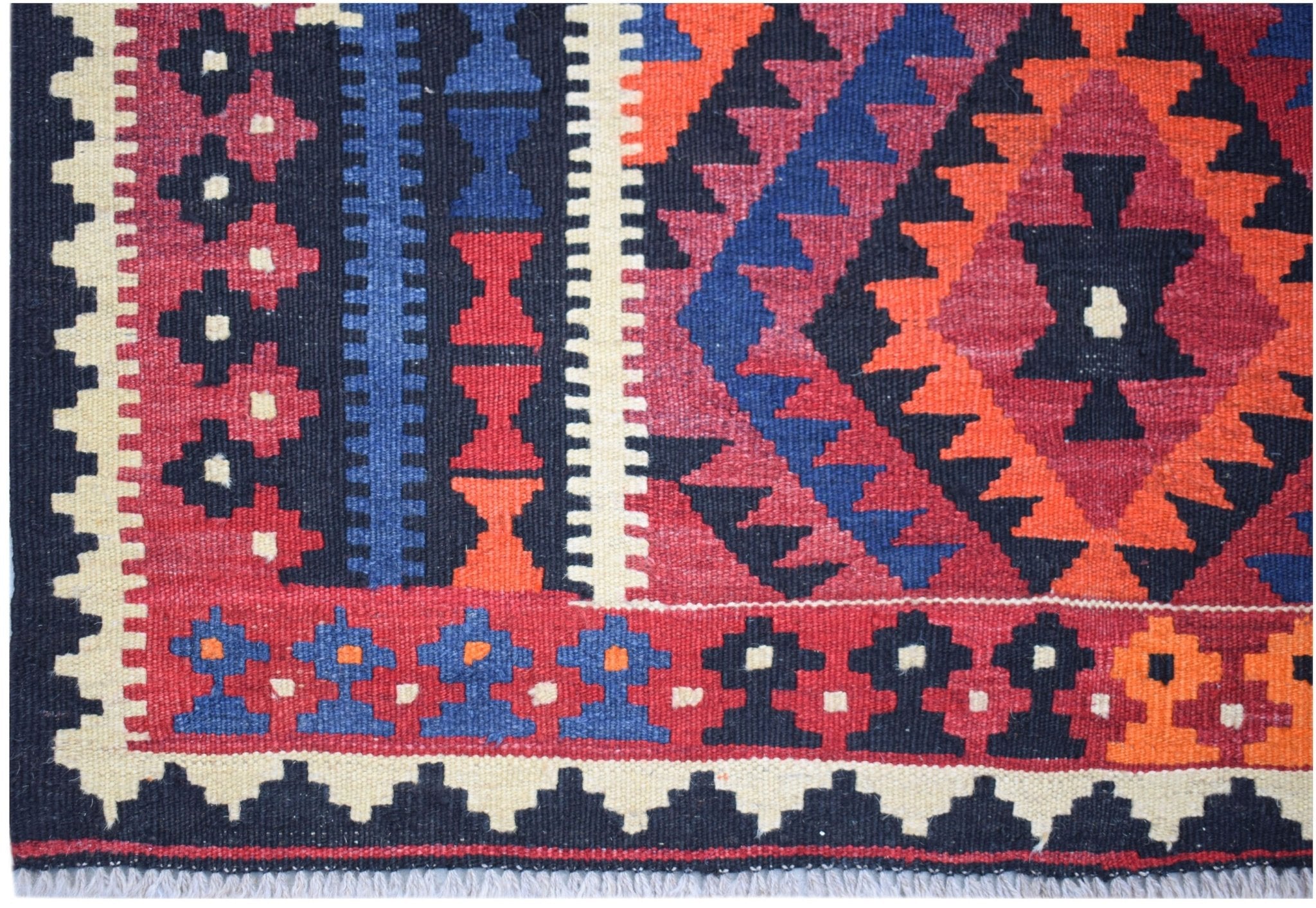 Handmade Afghan Maimana Kilim Hallway Runner | 202 x 107 cm | 6'8" x 3'6" - Najaf Rugs & Textile