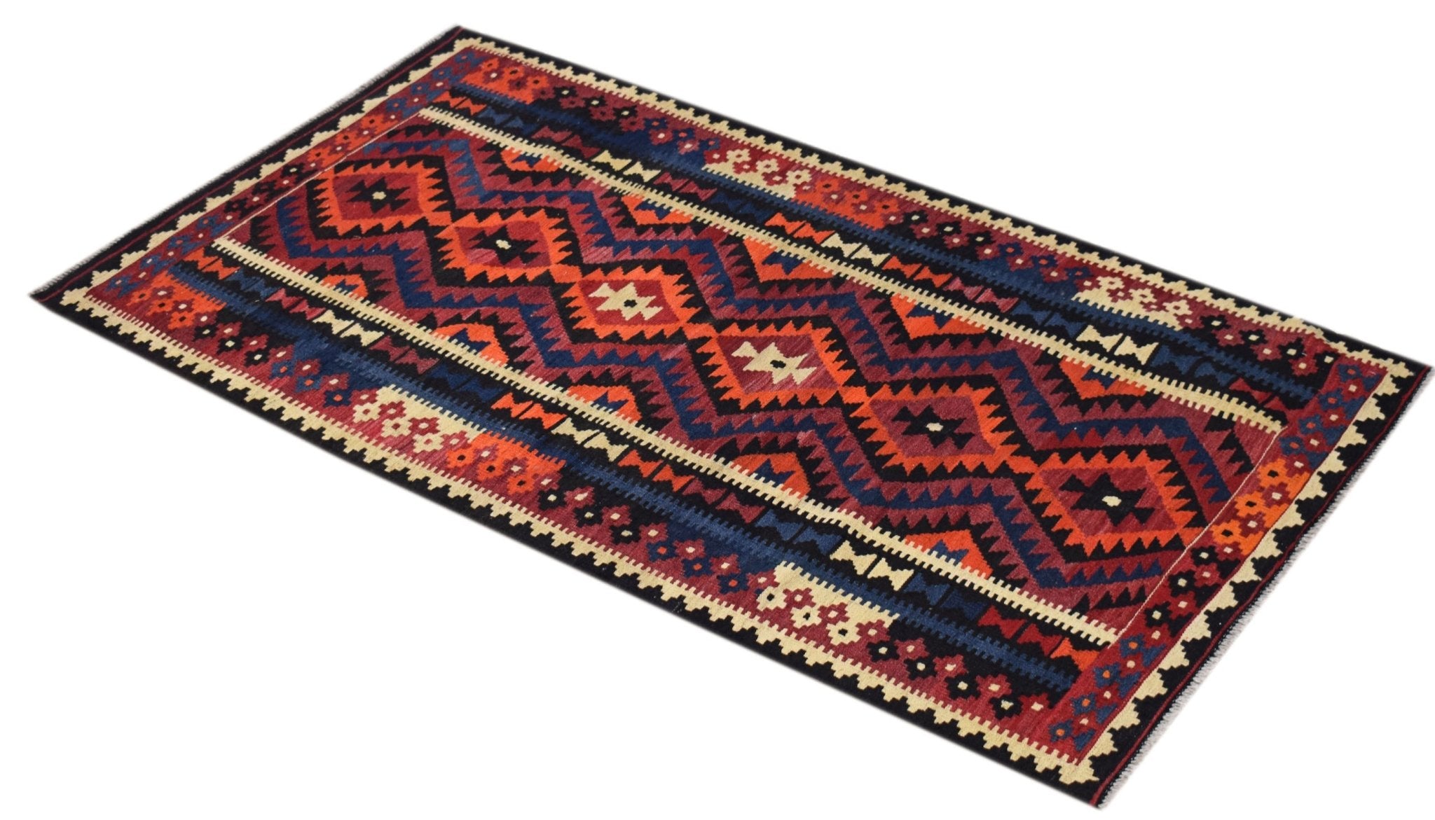 Handmade Afghan Maimana Kilim Hallway Runner | 202 x 107 cm | 6'8" x 3'6" - Najaf Rugs & Textile