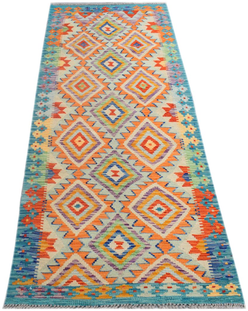 Handmade Afghan Maimana Kilim Hallway Runner | 202 x 83 cm | 6'7" x 2'9" - Najaf Rugs & Textile