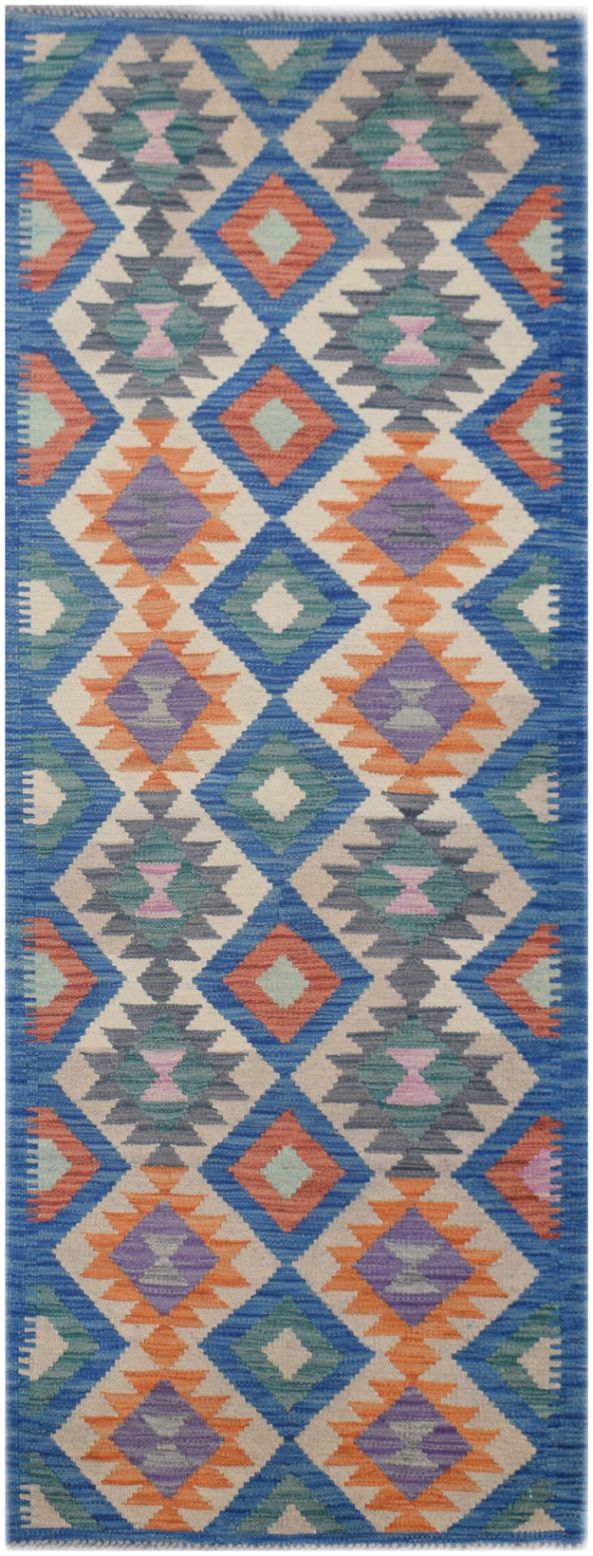 Handmade Afghan Maimana Kilim Hallway Runner | 206 x 78 cm | 6'9" x 2'7" - Najaf Rugs & Textile