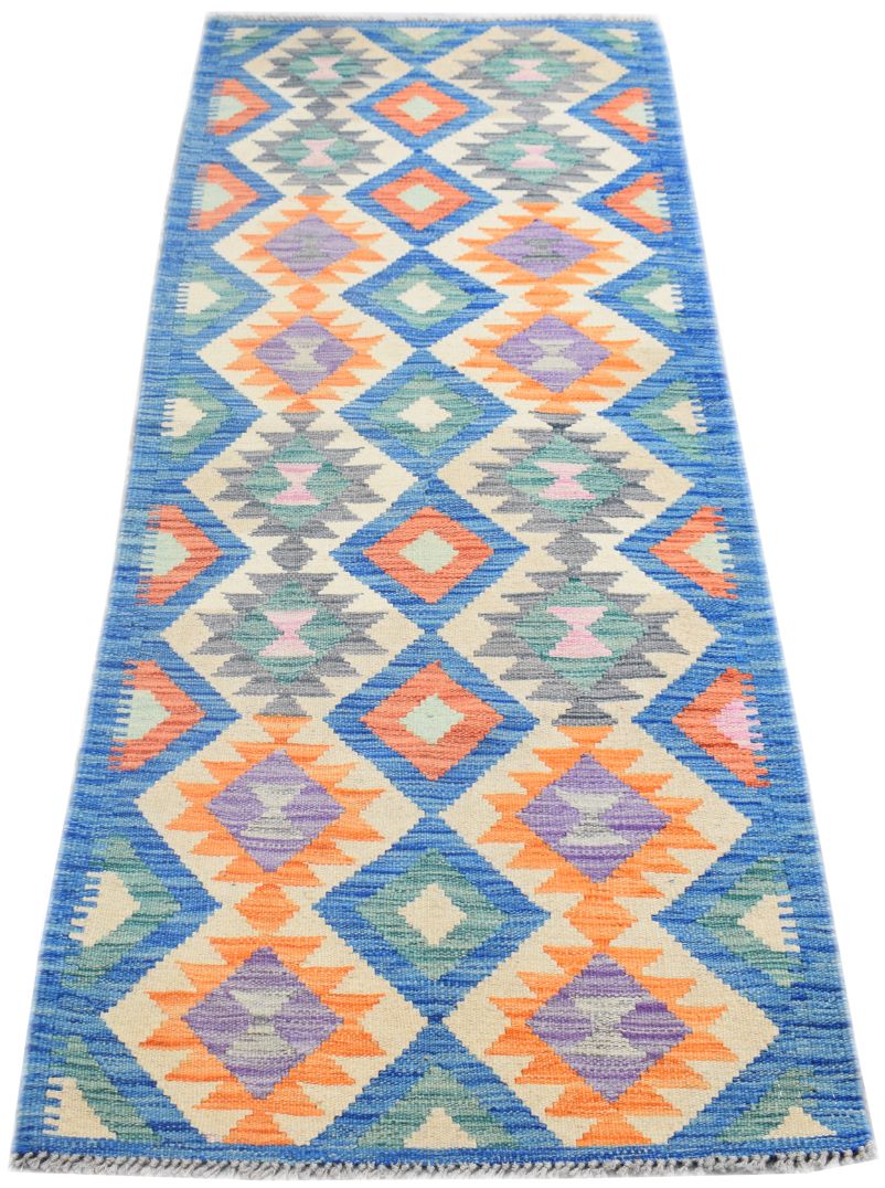 Handmade Afghan Maimana Kilim Hallway Runner | 206 x 78 cm | 6'9" x 2'7" - Najaf Rugs & Textile