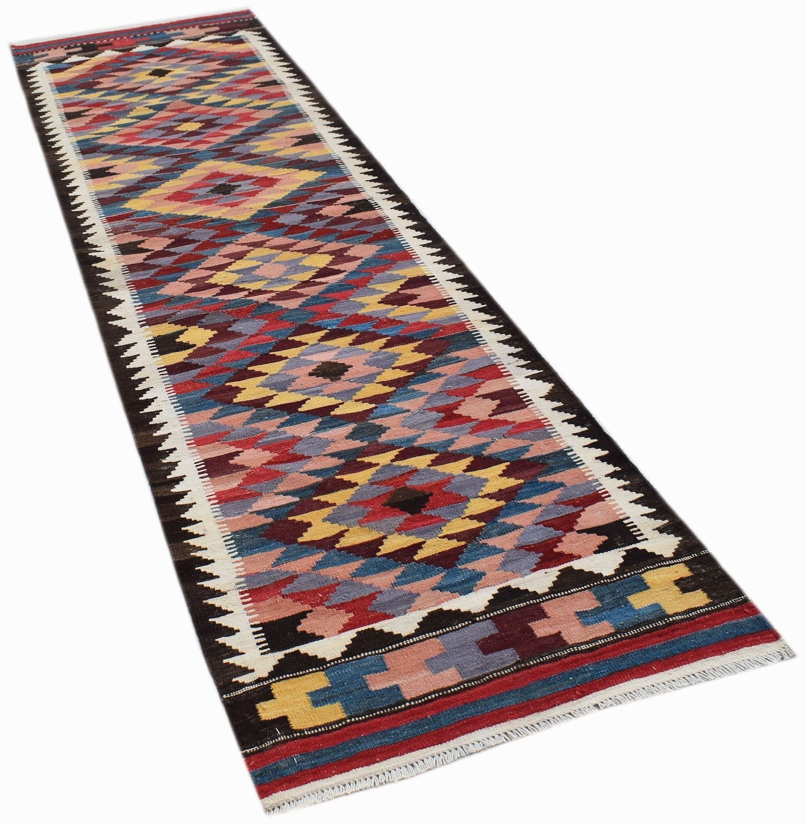 Handmade Afghan Maimana Kilim Hallway Runner | 285 x 81 cm | 9'4" x 2'8" - Najaf Rugs & Textile