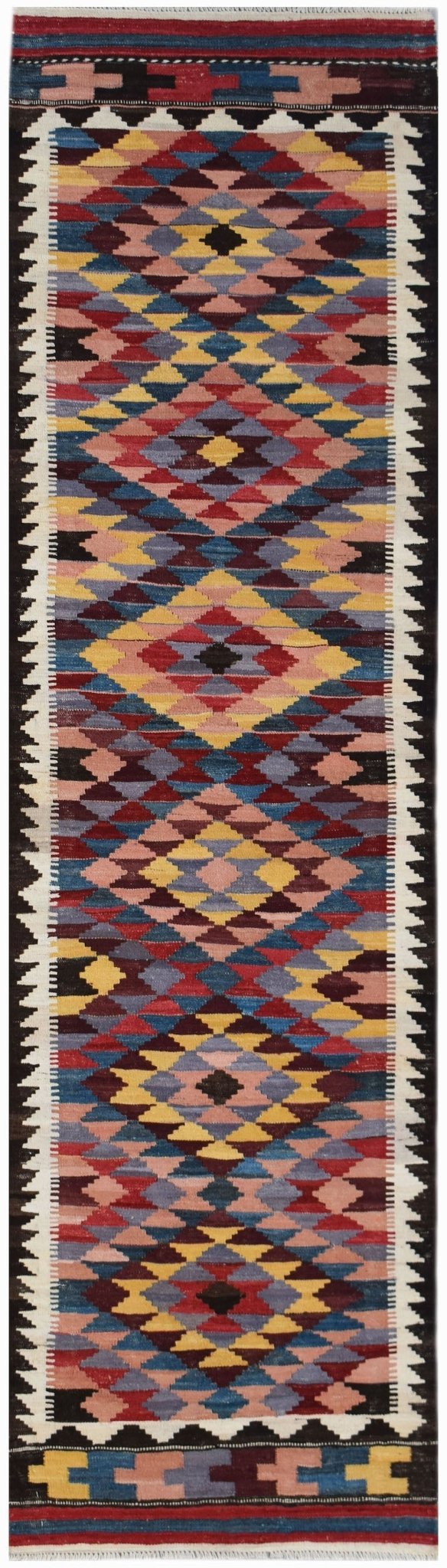 Handmade Afghan Maimana Kilim Hallway Runner | 285 x 81 cm | 9'4" x 2'8" - Najaf Rugs & Textile