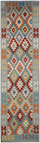 Handmade Afghan Maimana Kilim Hallway Runner | 286 x 80 cm | 9'5" x 2'8" - Najaf Rugs & Textile