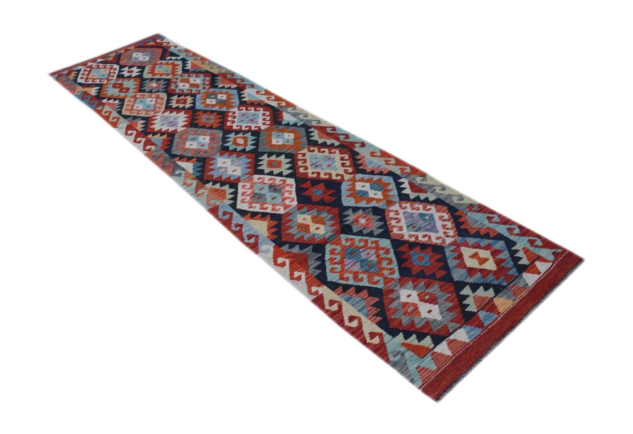 Handmade Afghan Maimana Kilim Hallway Runner | 288 x 82 cm | 9'5" x 2'8" - Najaf Rugs & Textile